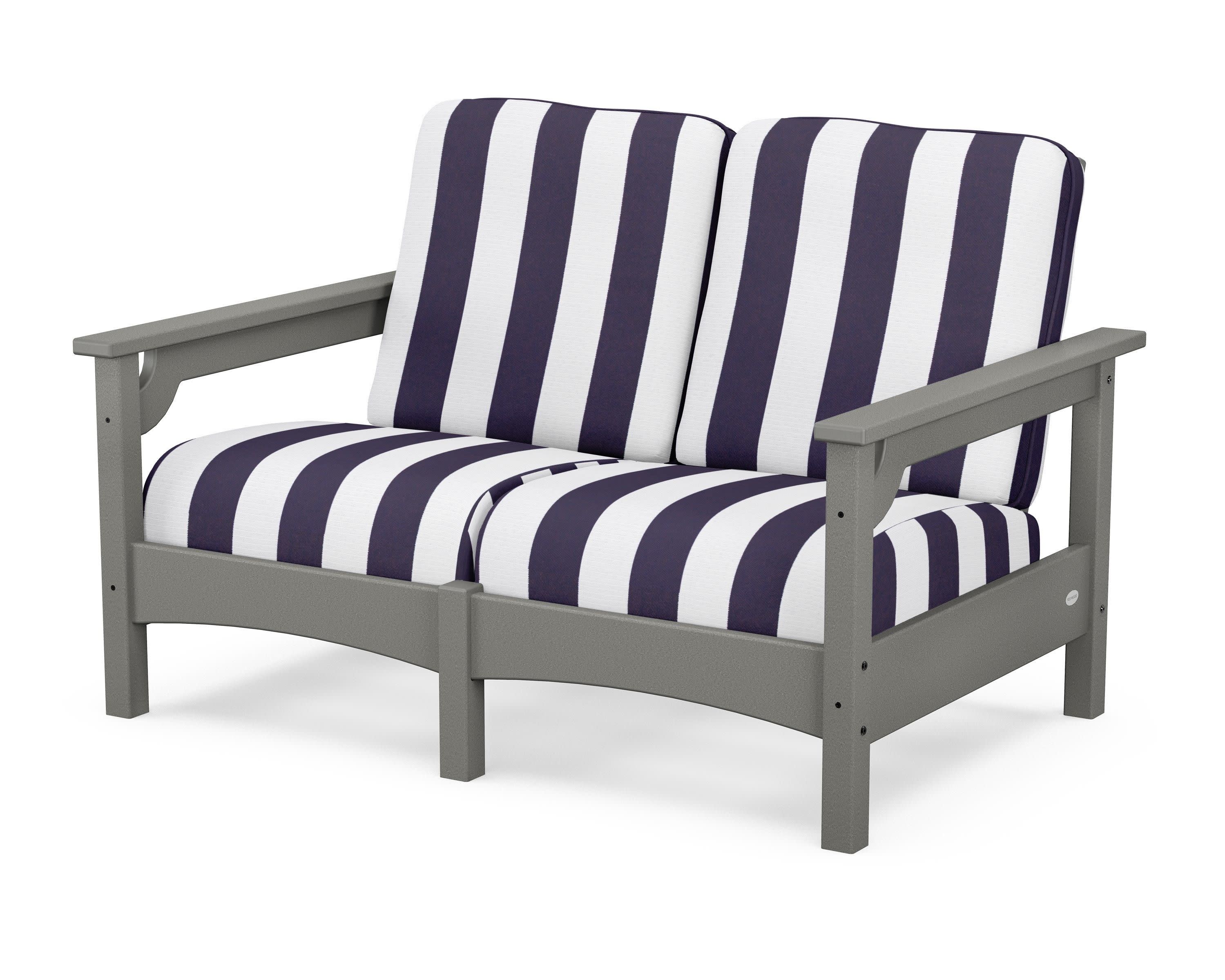 Club Loveseat in Slate Grey / Cabana Stripe Navy