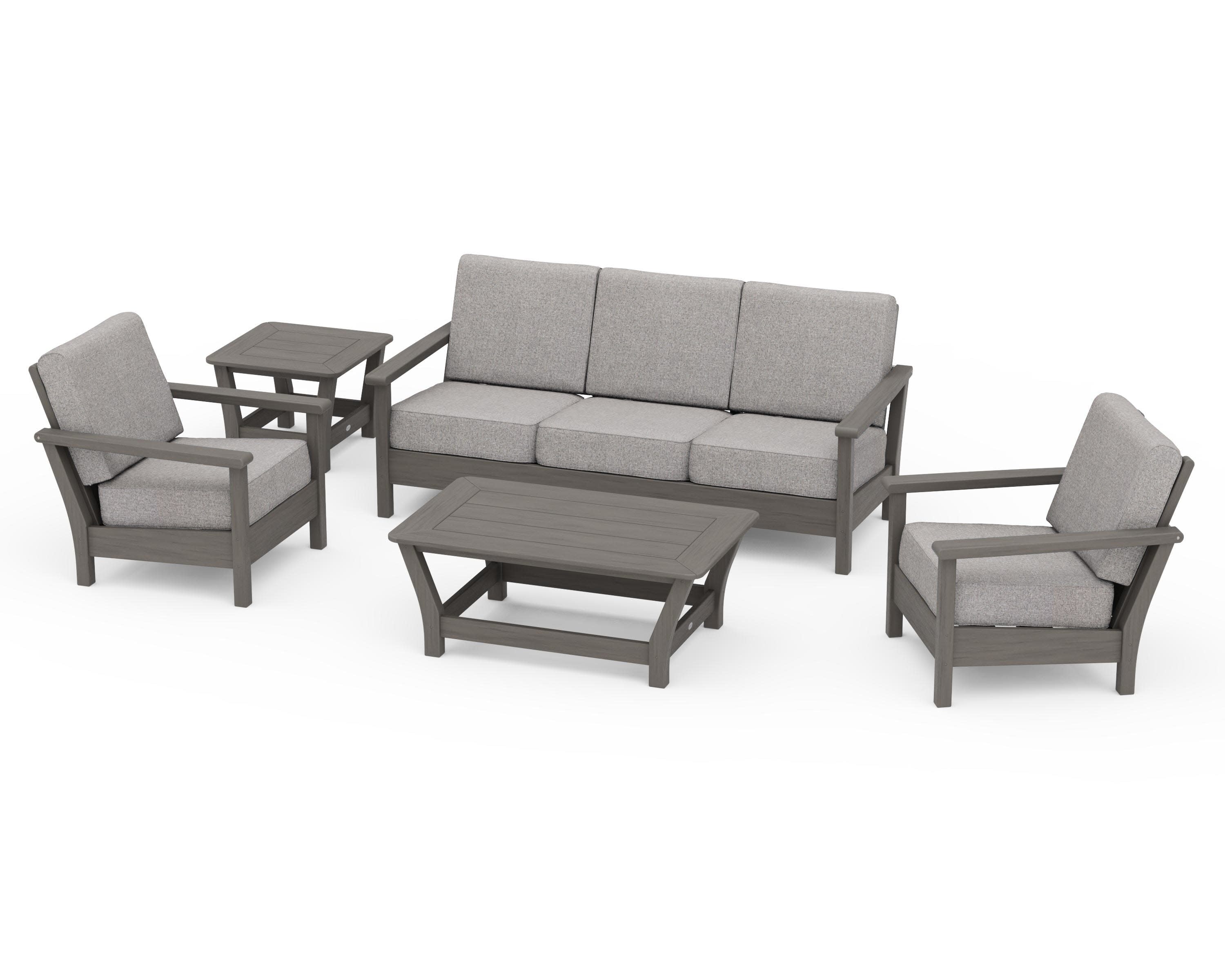 Harbour 5-Piece Deep Seating Set in Driftwood / Grey Mist