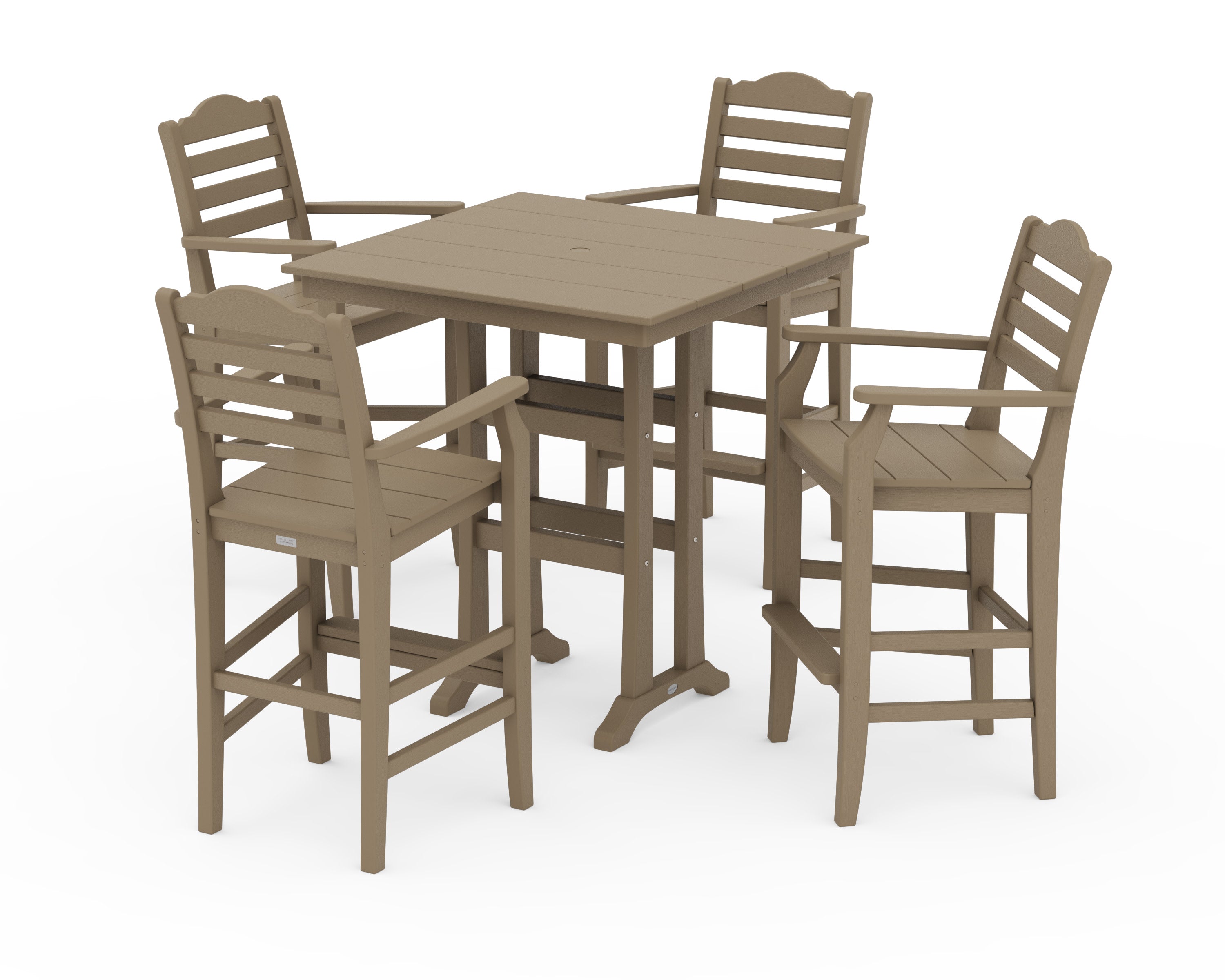 Savannah 5-Piece Farmhouse Bar Set with Trestle Legs in Vintage Sahara