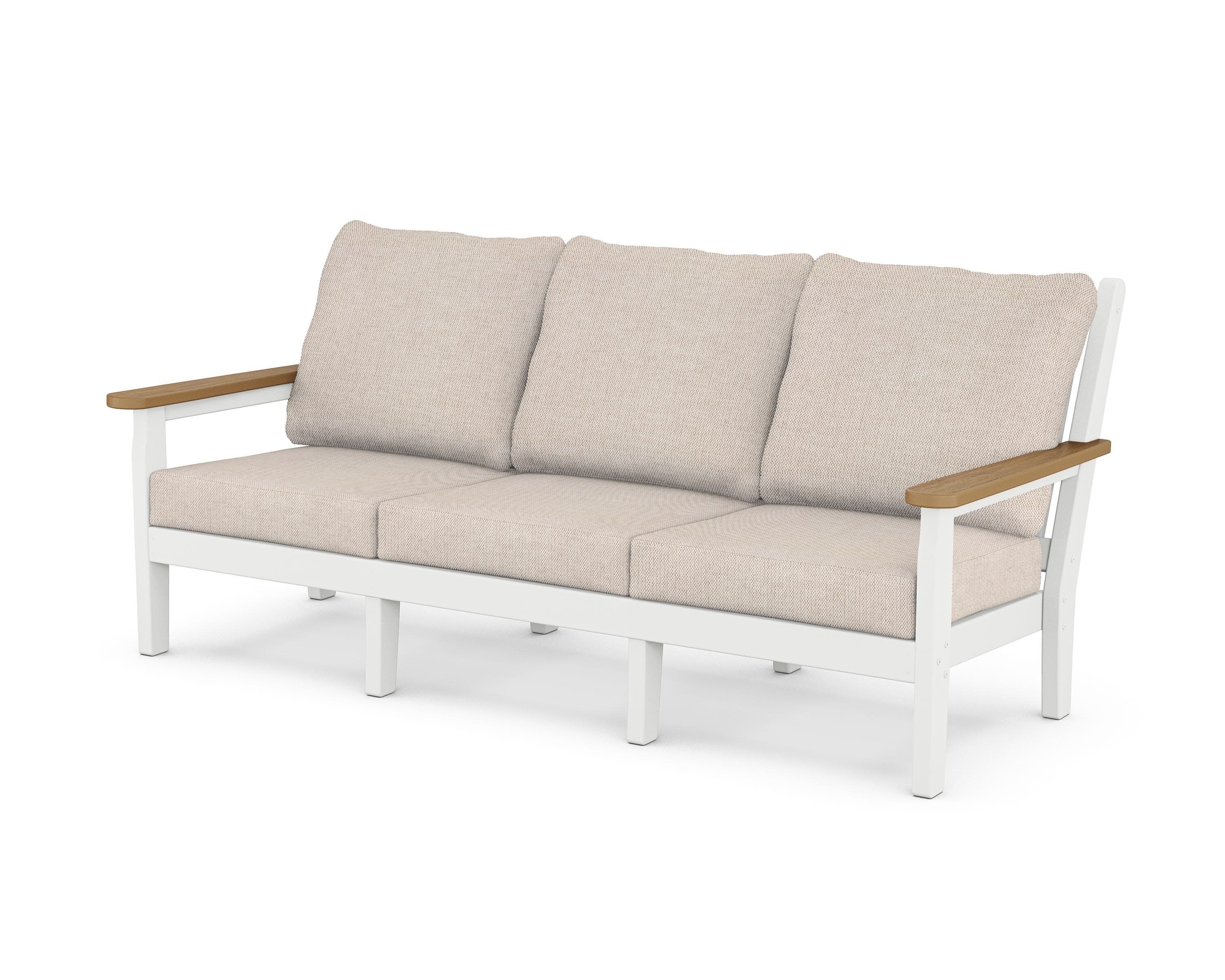 Chippendale Deep Seating Sofa in White / Natural / Blend Linen