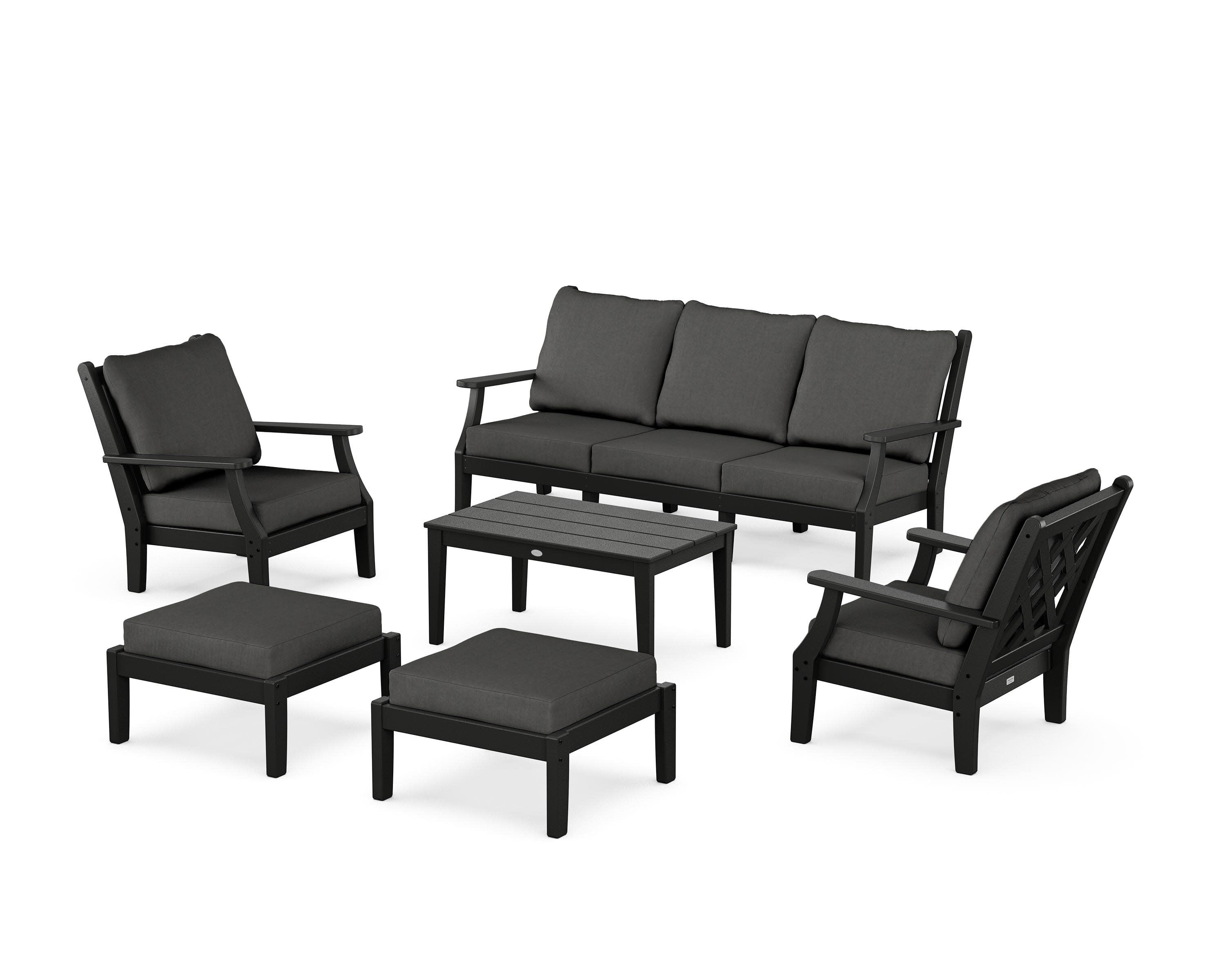 Wovendale 6-Piece Lounge Sofa Set in Black / Spectrum Carbon