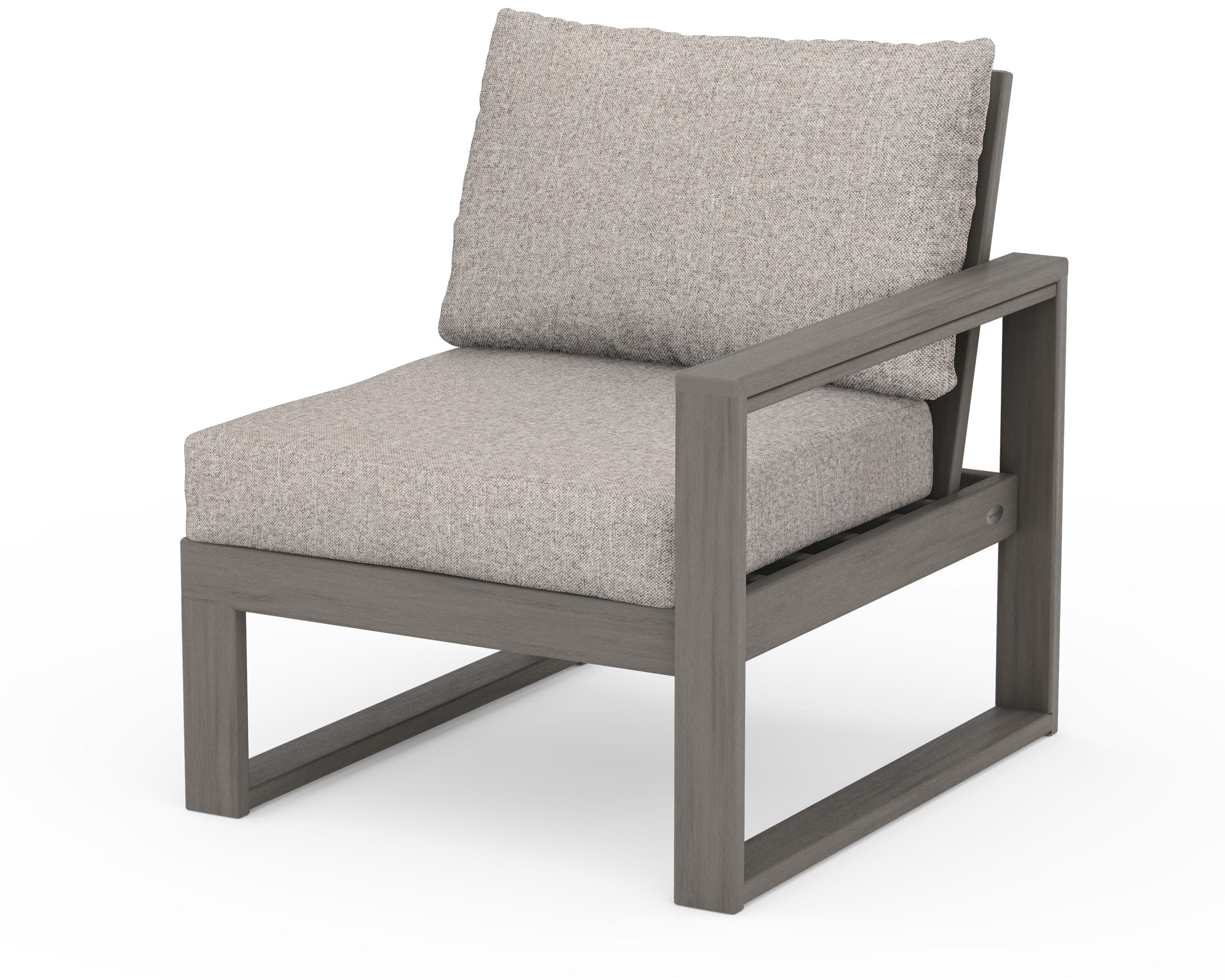 EDGE Modular Right Arm Chair in Driftwood / Weathered Tweed