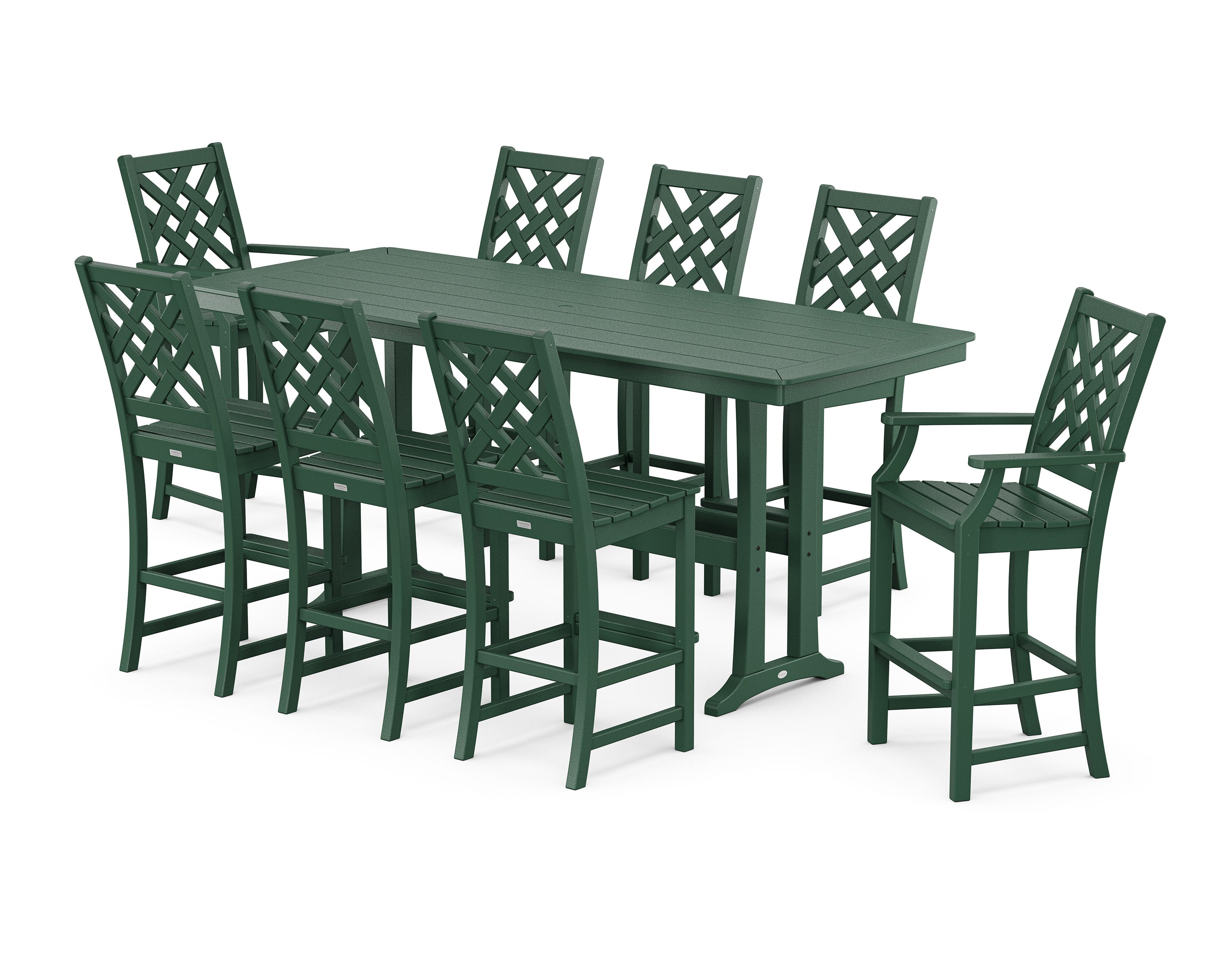 Wovendale 9-Piece Bar Set with Trestle Legs in Green