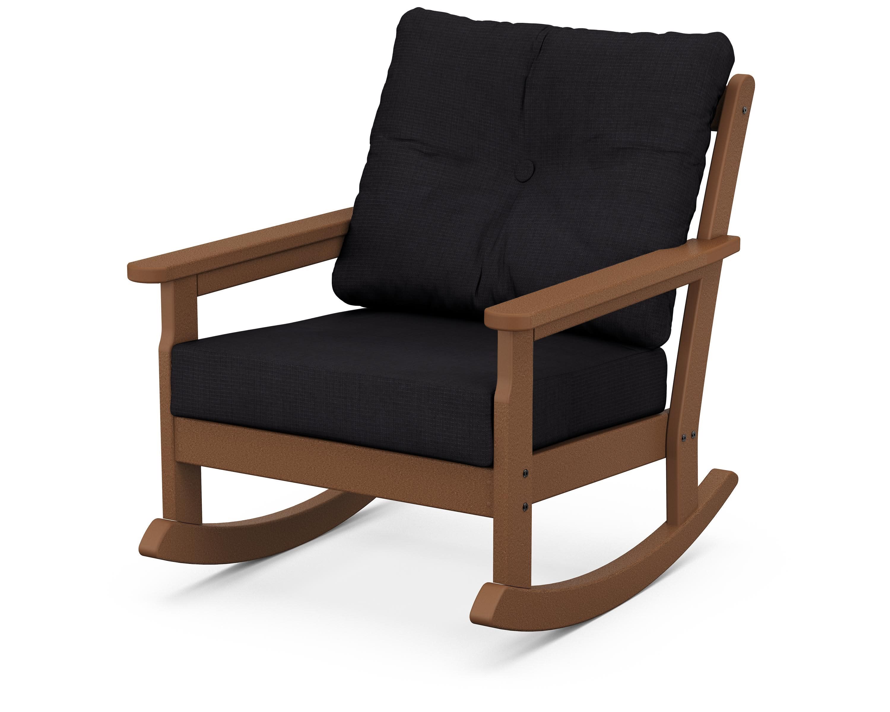 Vineyard Deep Seating Rocking Chair in Teak / Midnight Linen