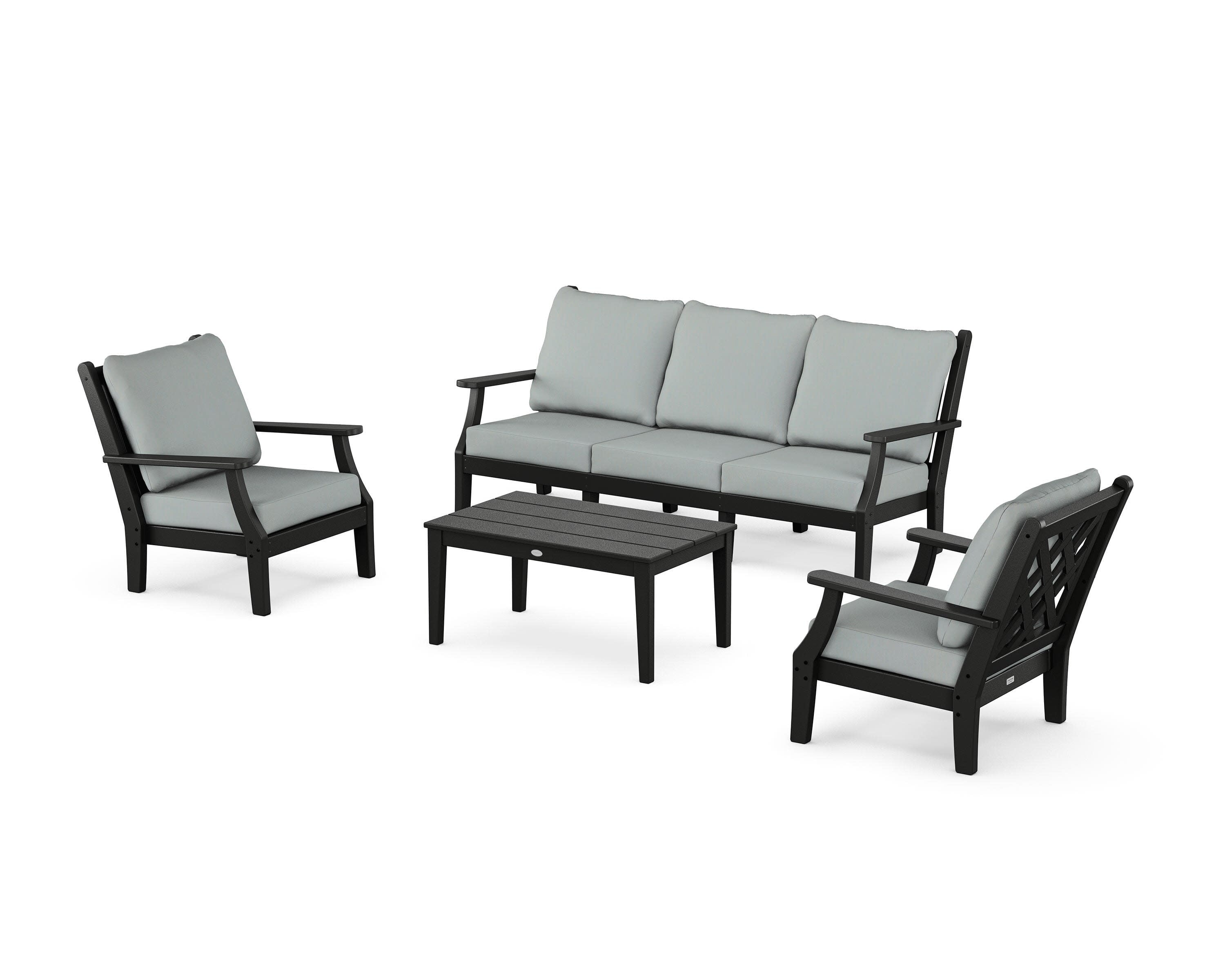 Wovendale 4-Piece Deep Seating Set with Sofa in Black / Spa