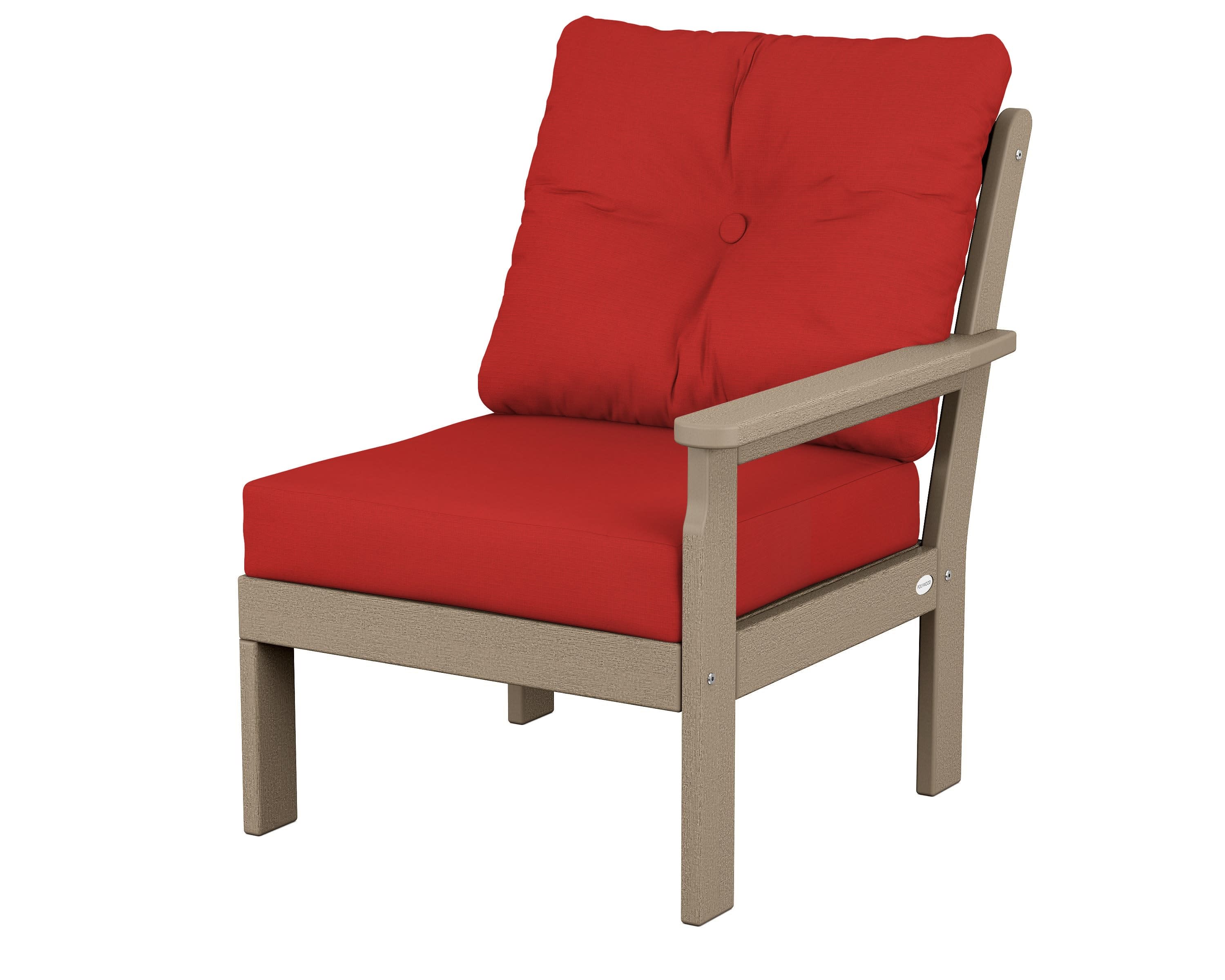 Vineyard Modular Right Arm Chair in Vintage Sahara / Crimson Linen