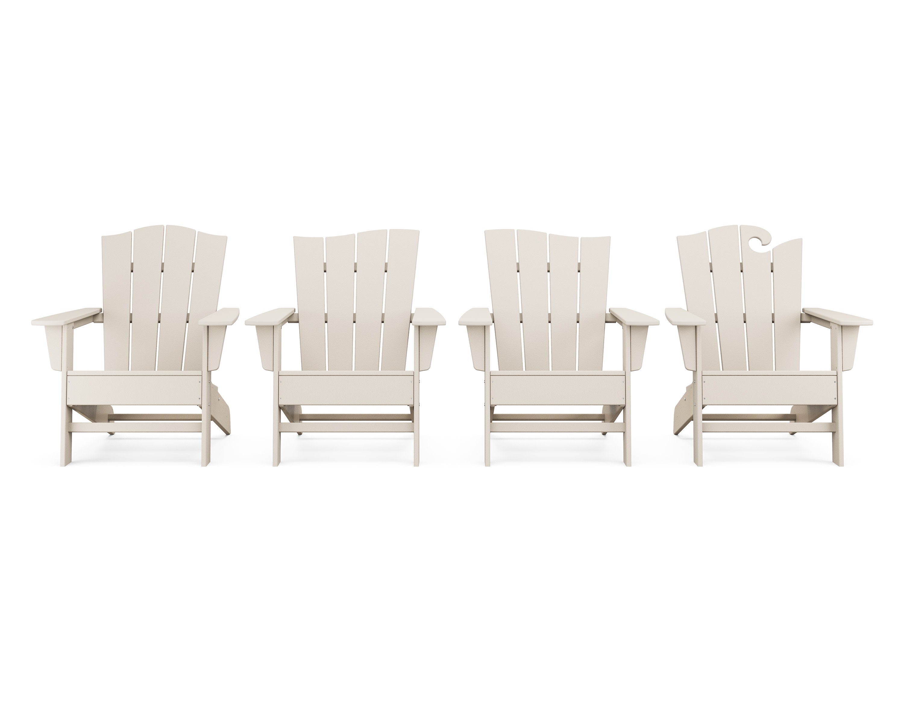 Wave Collection 4-Piece Adirondack Chair Set in Sand