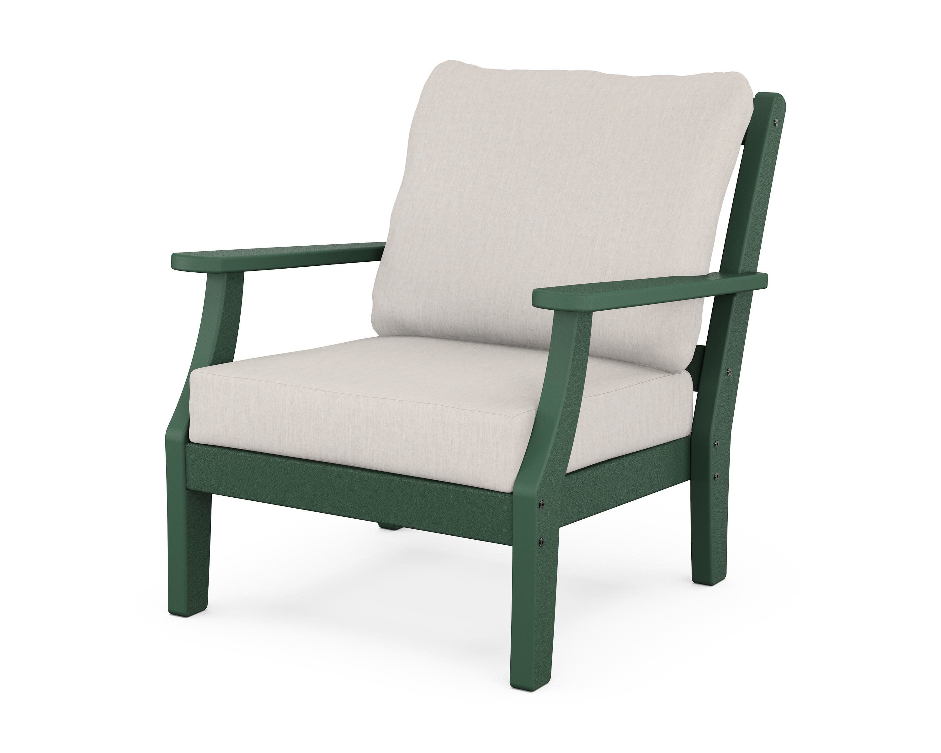Chinoiserie Deep Seating Chair in Green / Cast Ash