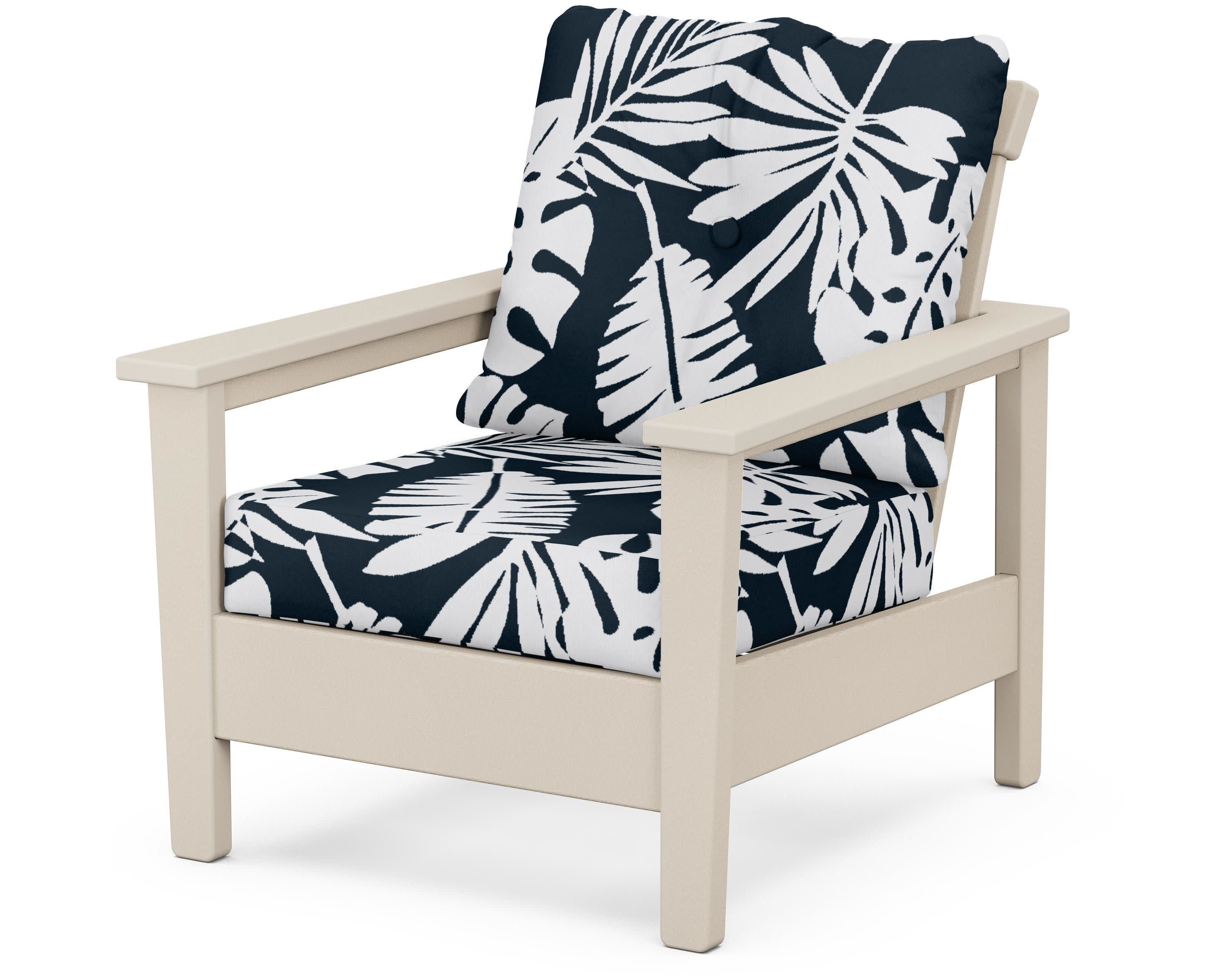 Prescott Deep Seating Chair in Sand / Leaf Marine Indigo