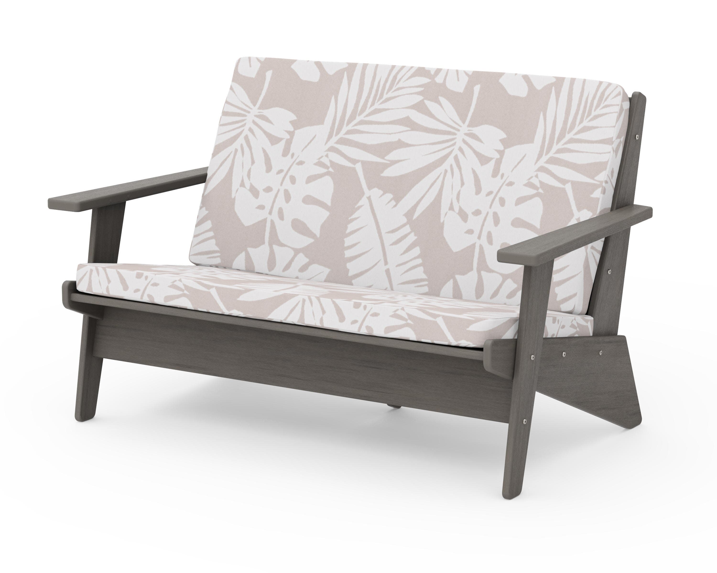 Riviera Modern Lounge Loveseat in Driftwood / Leaf Dune Burlap