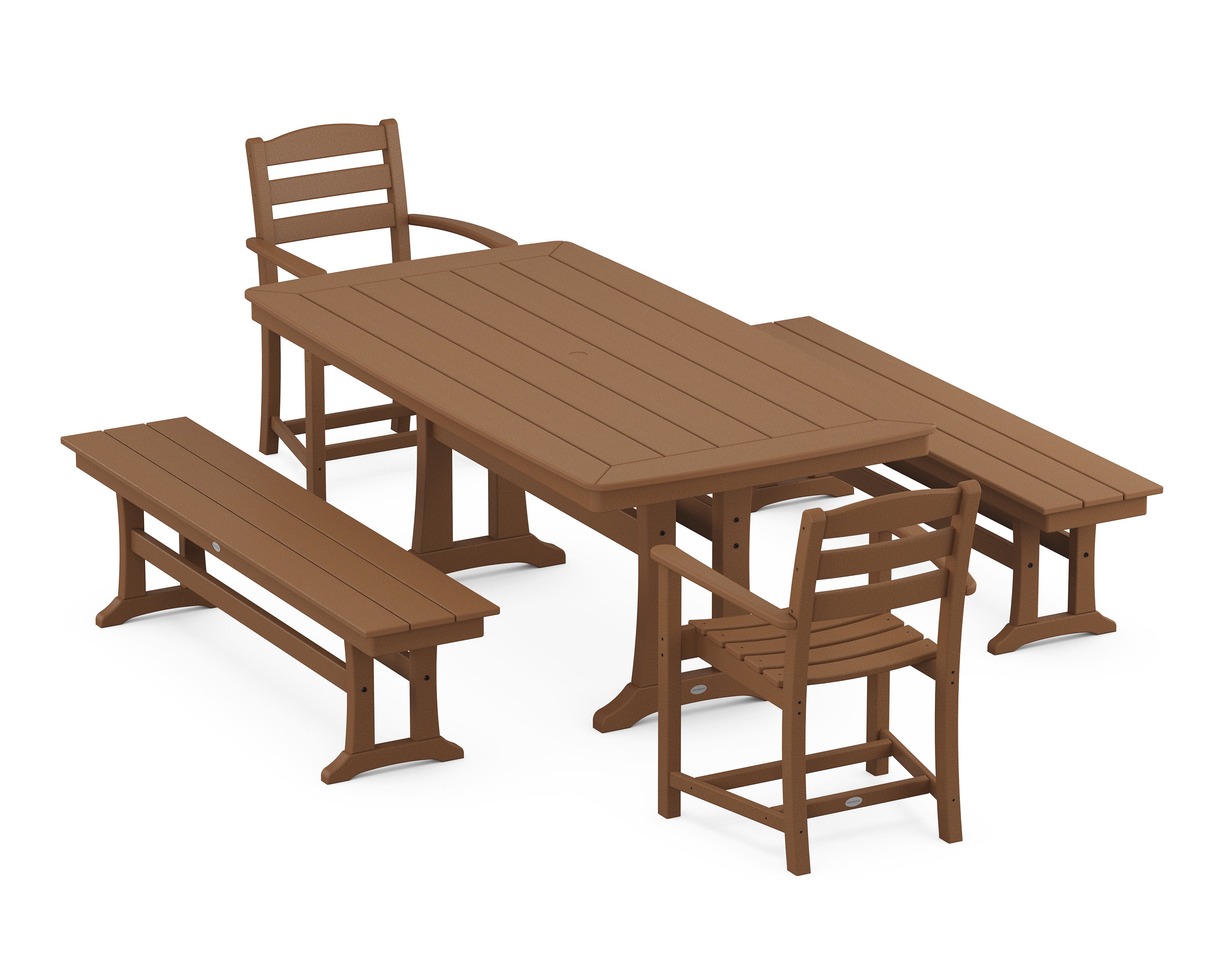 La Casa Cafe 5-Piece Dining Set with Trestle Legs in Teak