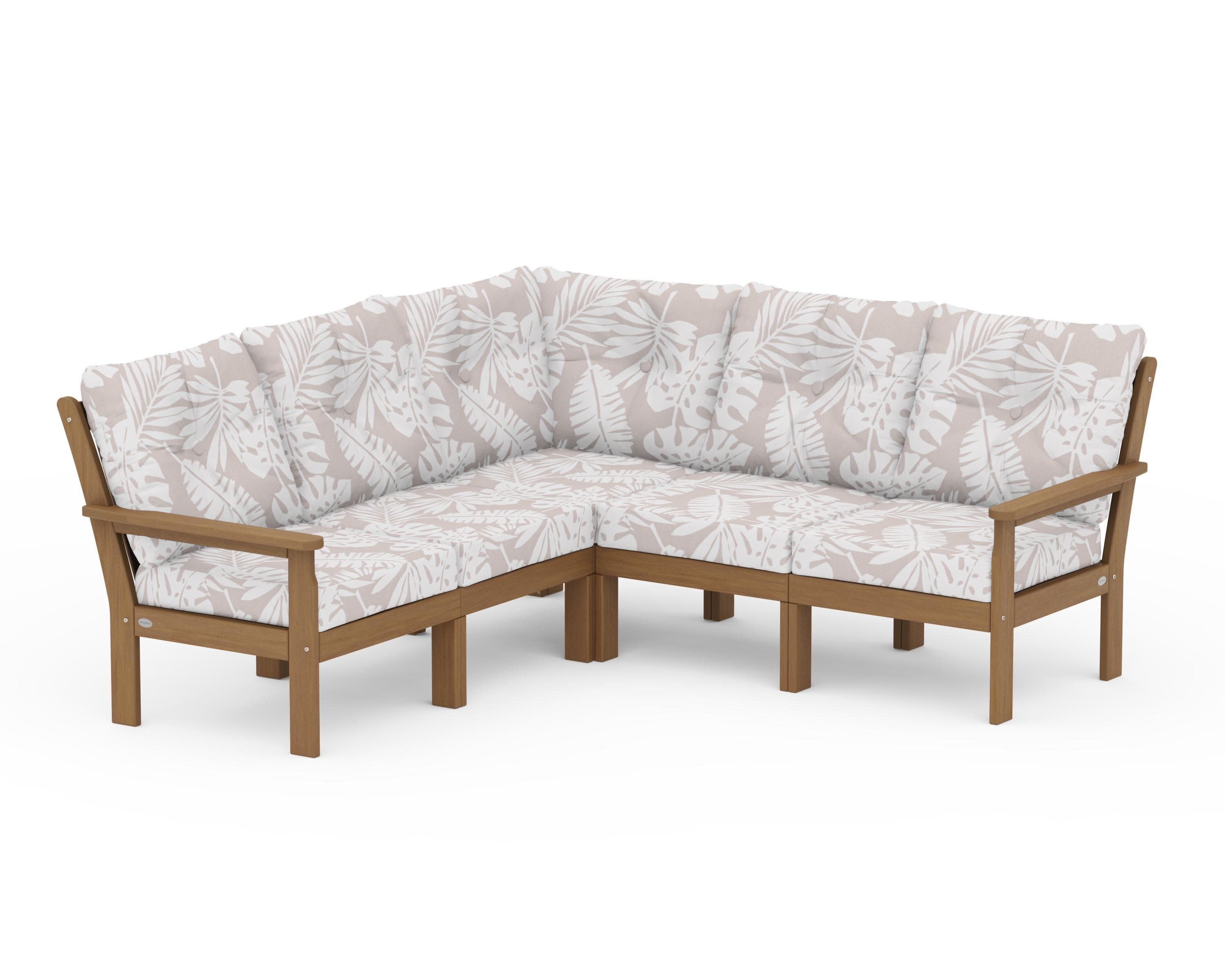 Vineyard 5-Piece Sectional in Natural / Leaf Dune Burlap