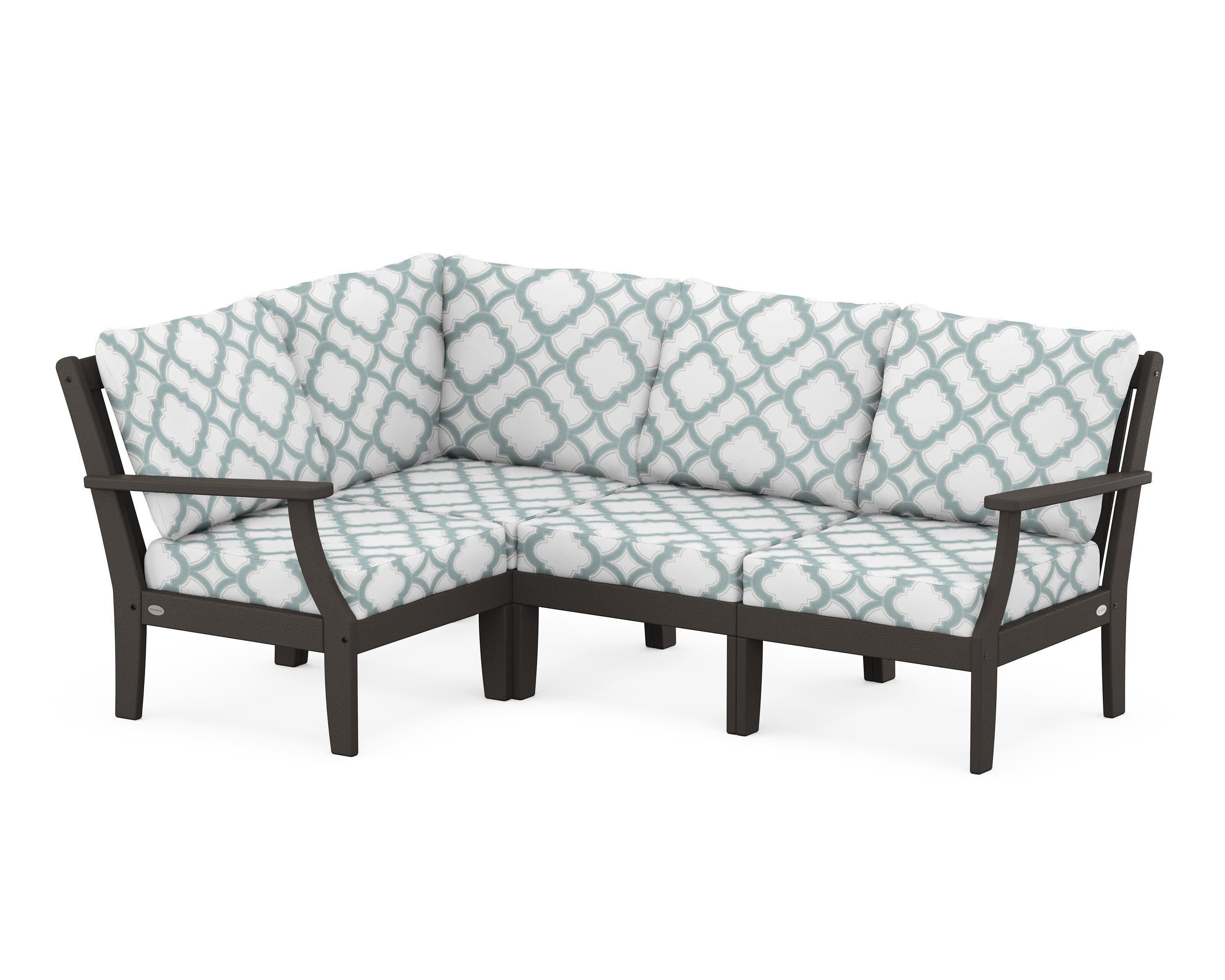Braxton Modular 4-Piece Deep Seating Set in Vintage Coffee / Trellis Glacier Spa