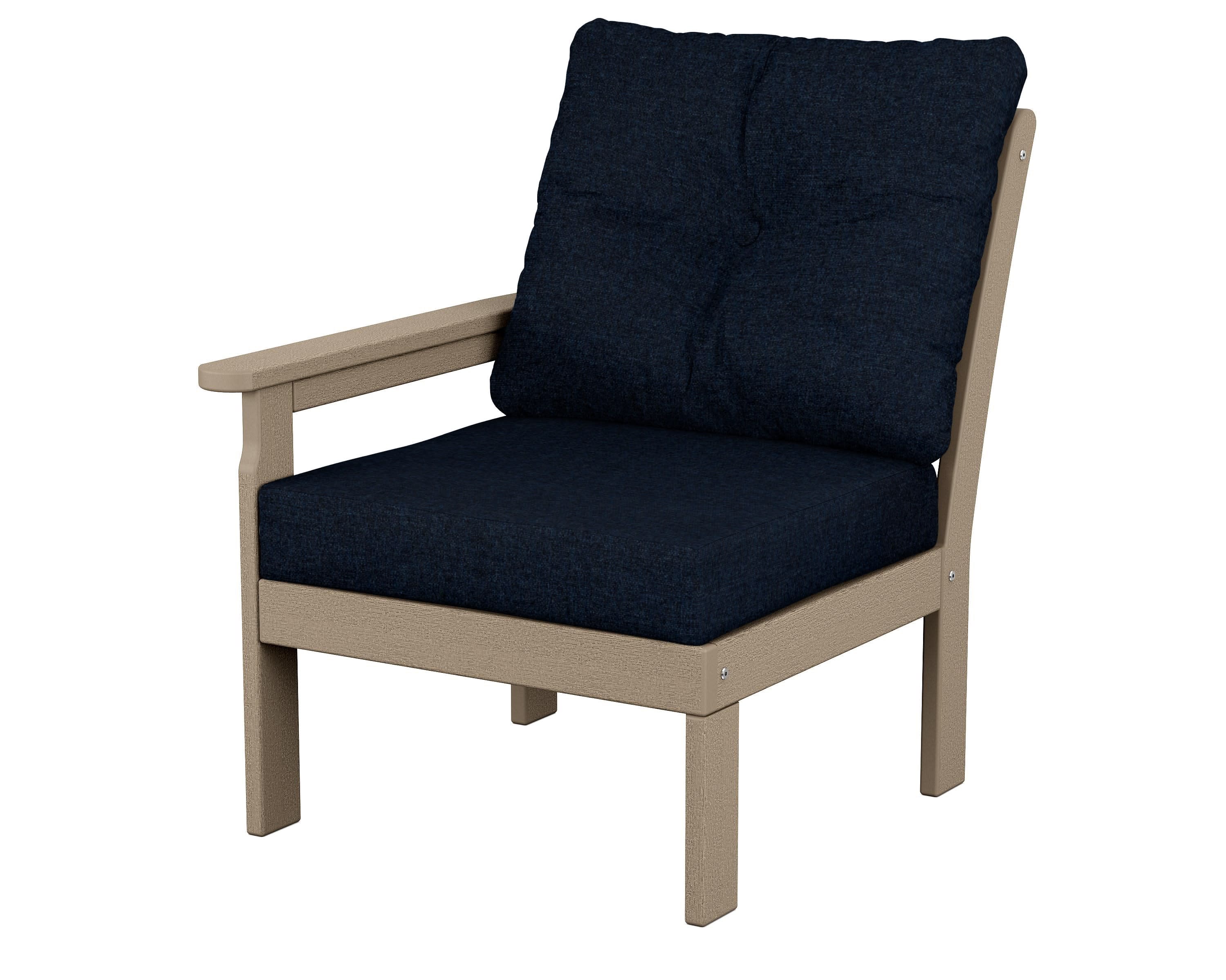 Vineyard Modular Left Arm Chair in Vintage Sahara / Marine Indigo