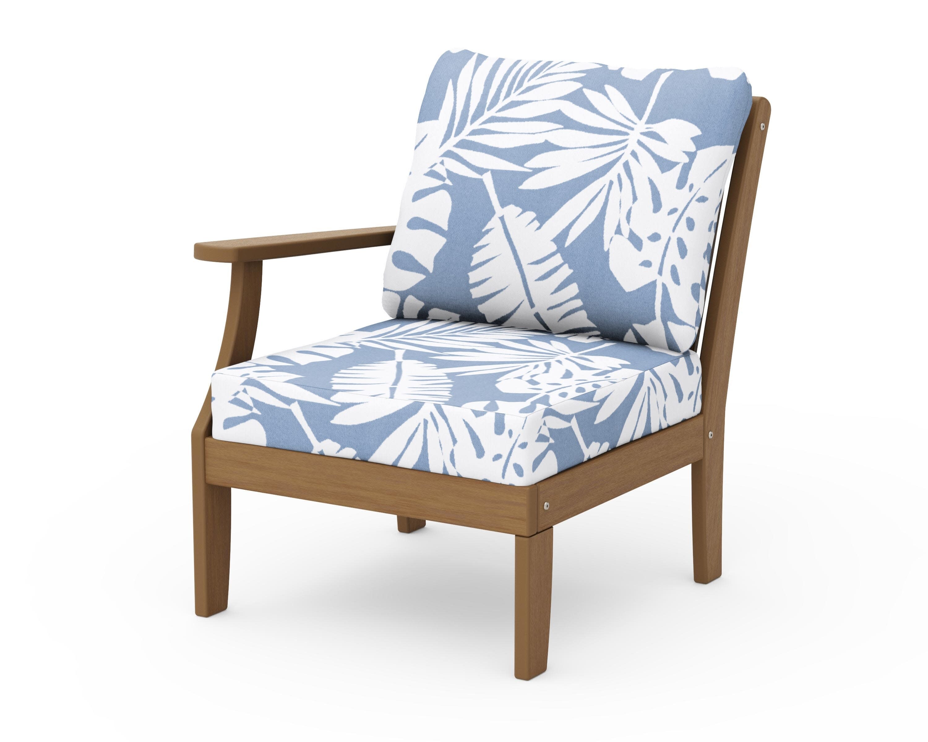 Braxton Modular Left Arm Chair in Natural / Leaf Sky Blue
