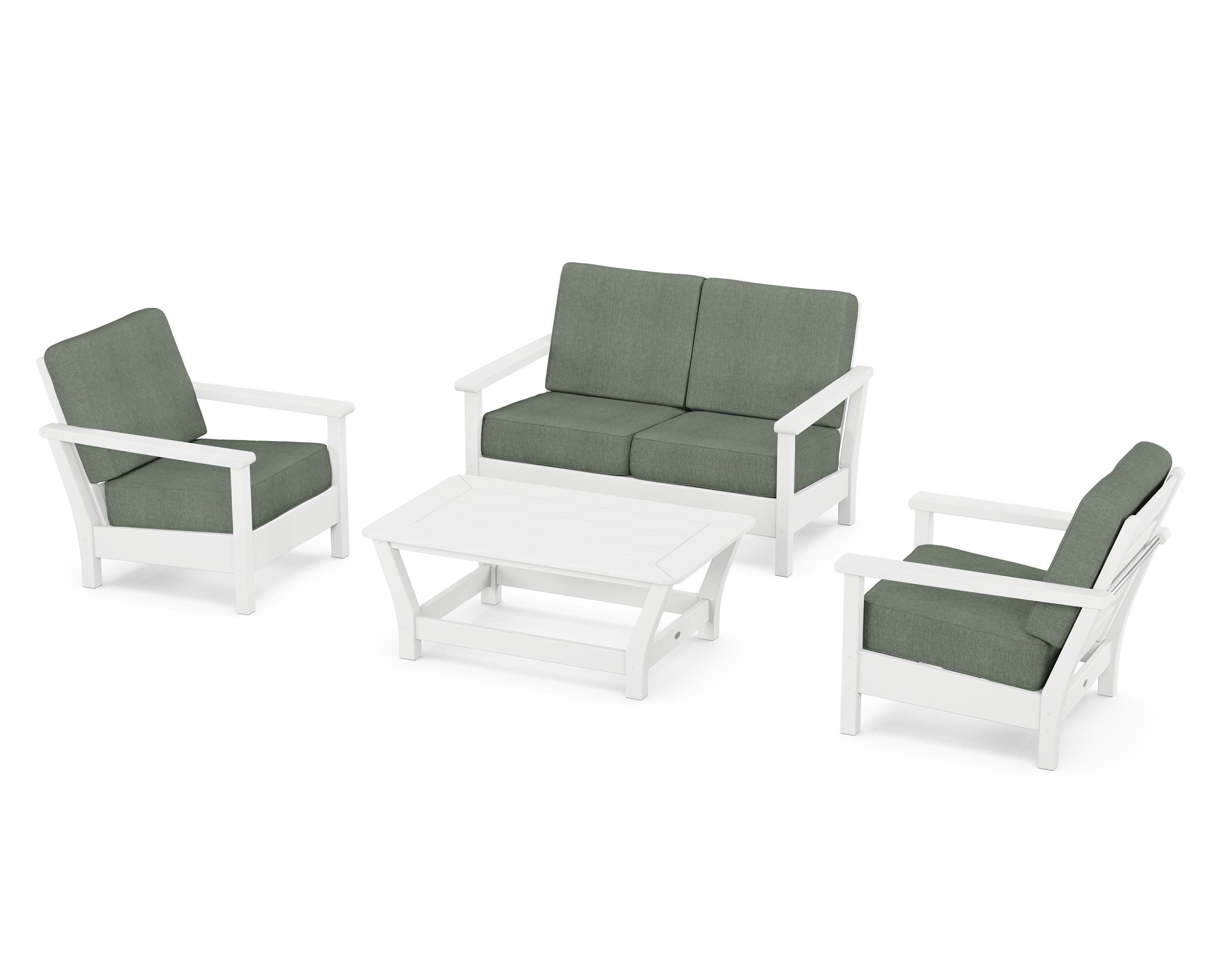 Harbour 4-Piece Deep Seating Set in White / Cast Sage