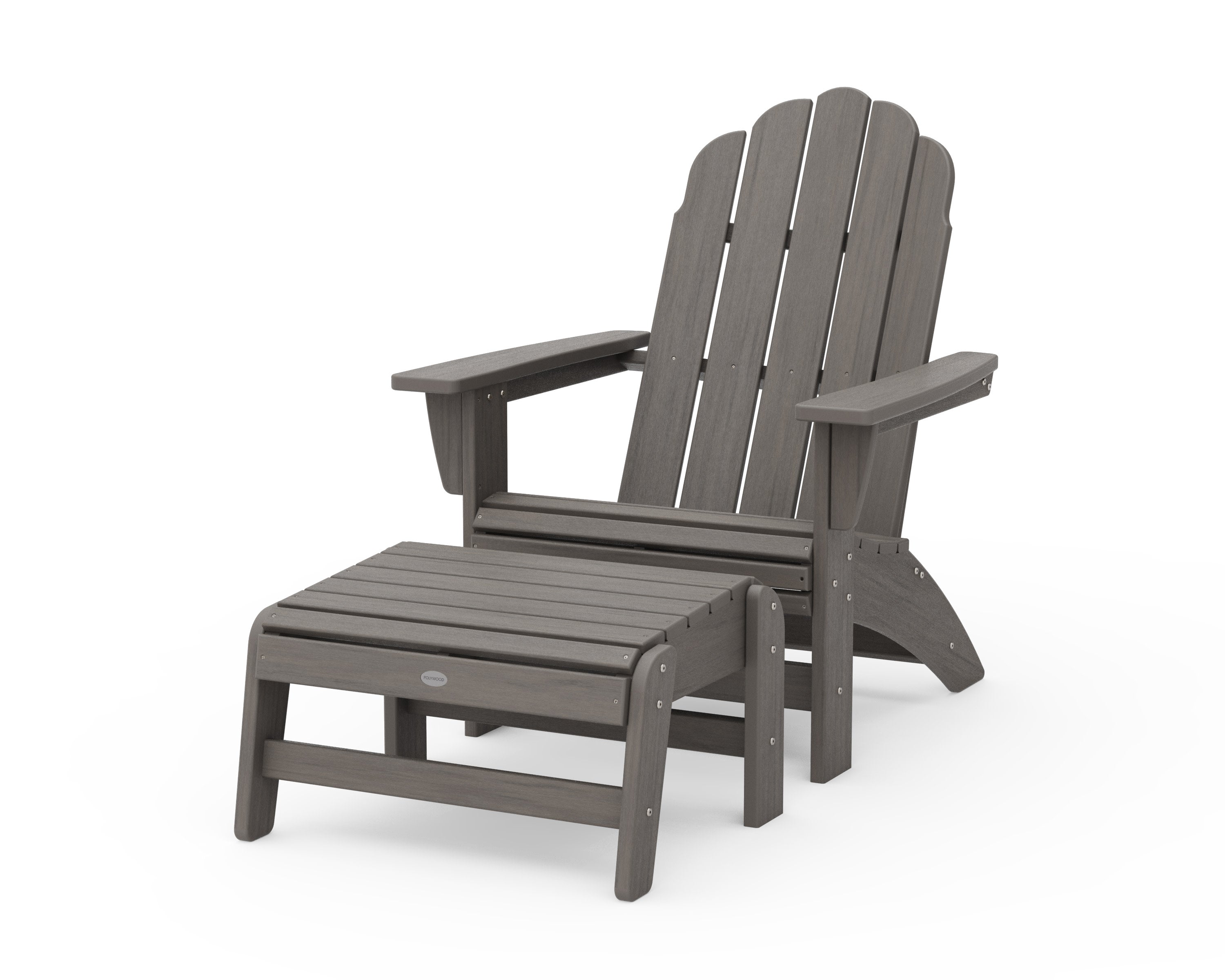 Vineyard Grand Adirondack Chair with Ottoman in Driftwood