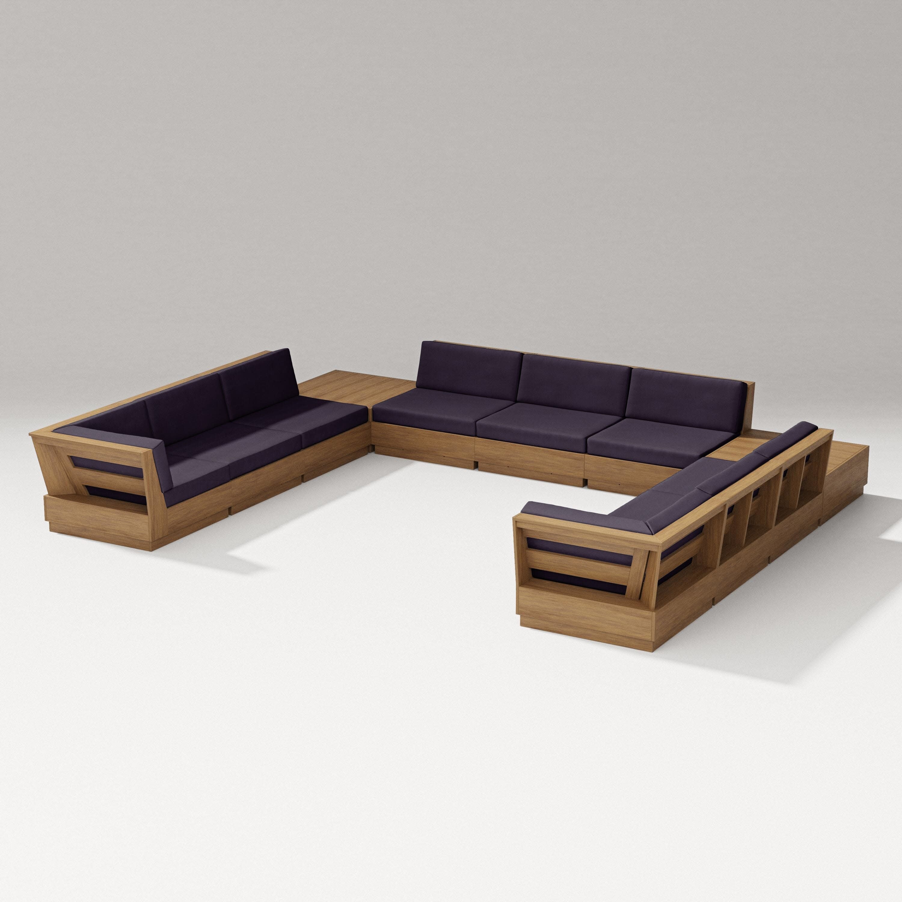 Elevate 11-Piece U-Shaped Sofa Sectional in Natural / Navy Linen