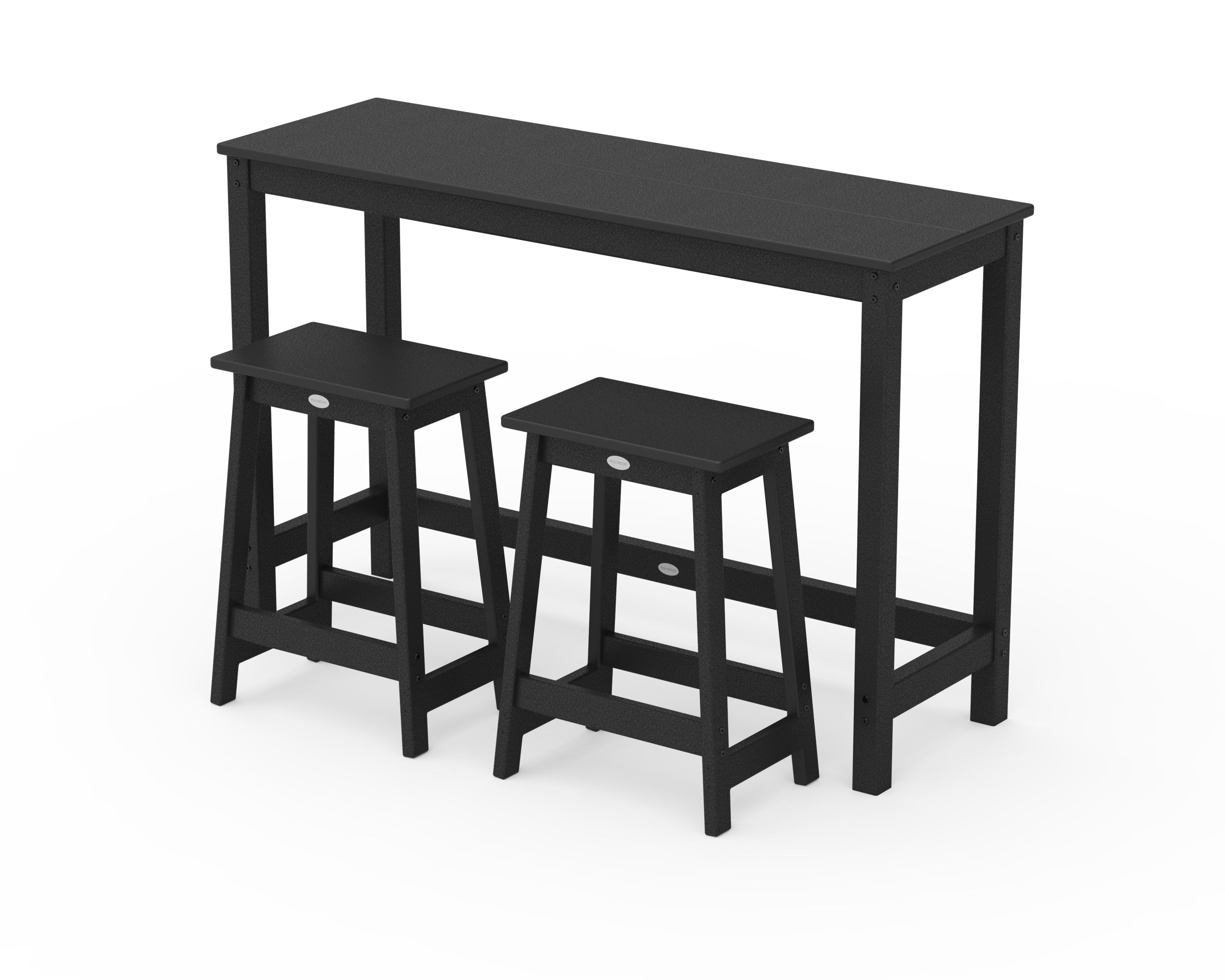 Modern Studio Stool 3-Piece Counter Balcony Set in Black
