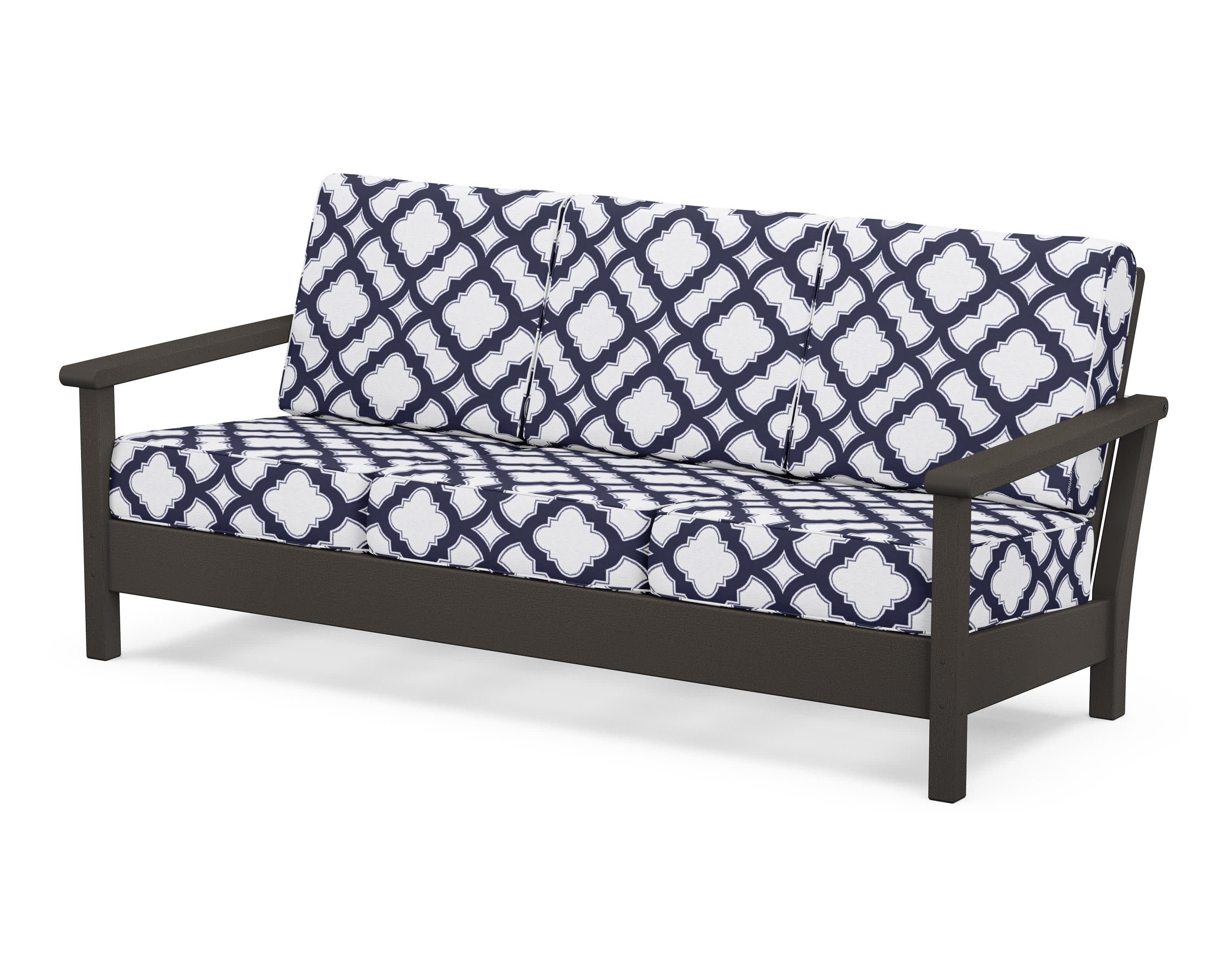 Harbour Deep Seating Sofa in Vintage Coffee / Trellis Navy