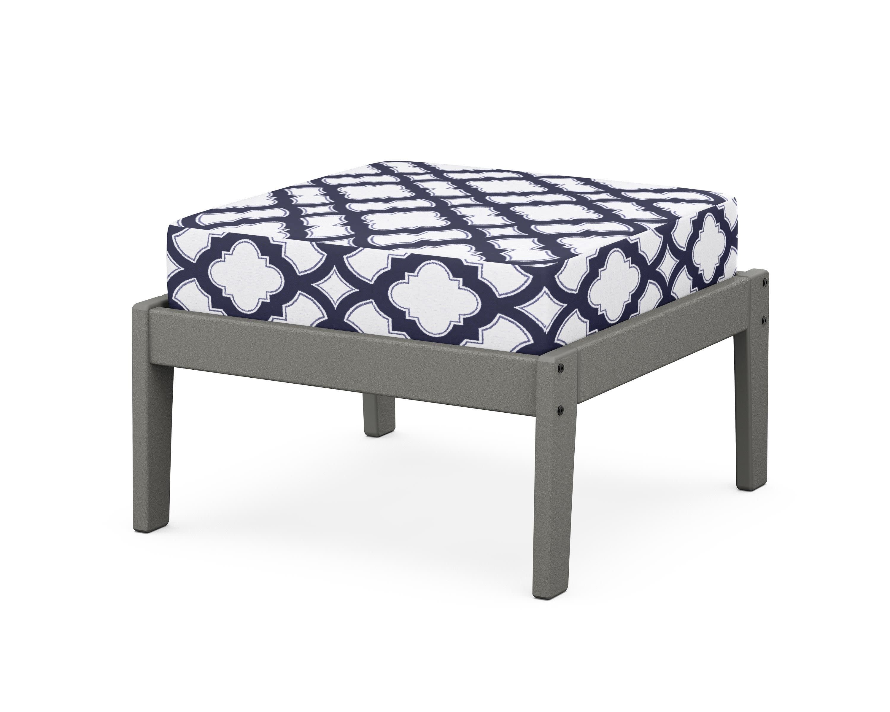 Deep Seating Ottoman in Slate Grey / Trellis Navy