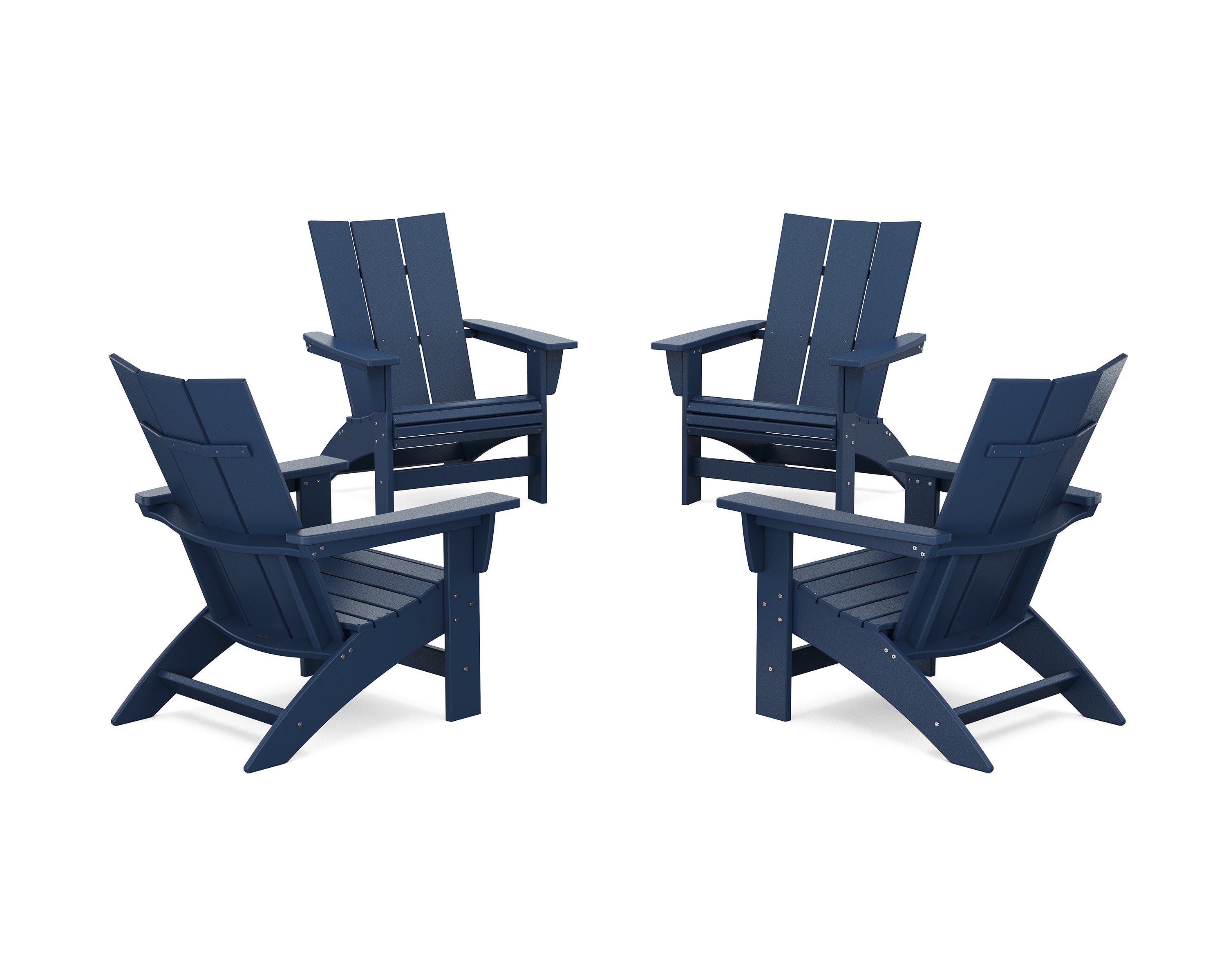 4-Piece Modern Grand Adirondack Chair Conversation Set in Navy