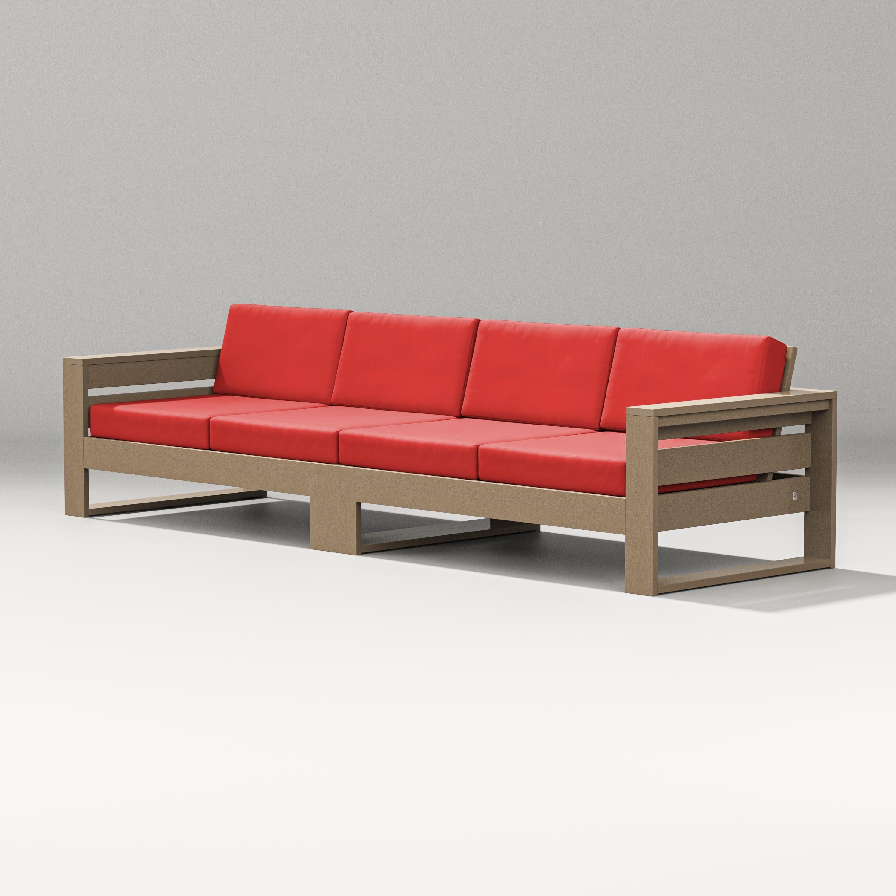 Latitude Straight Sectional in Vintage Sahara / Crimson Linen
