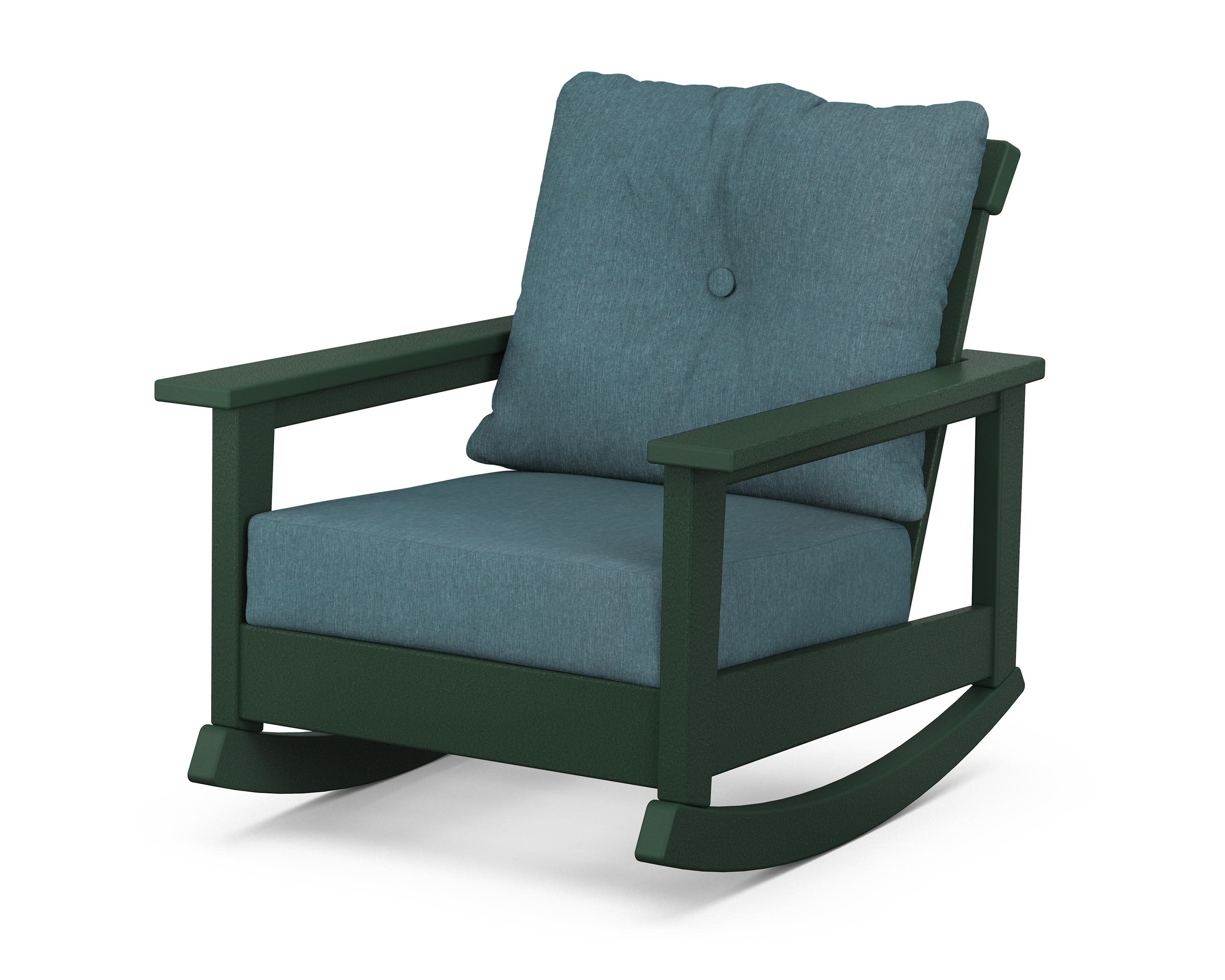 Prescott Deep Seating Rocking Chair in Green / Ocean Teal