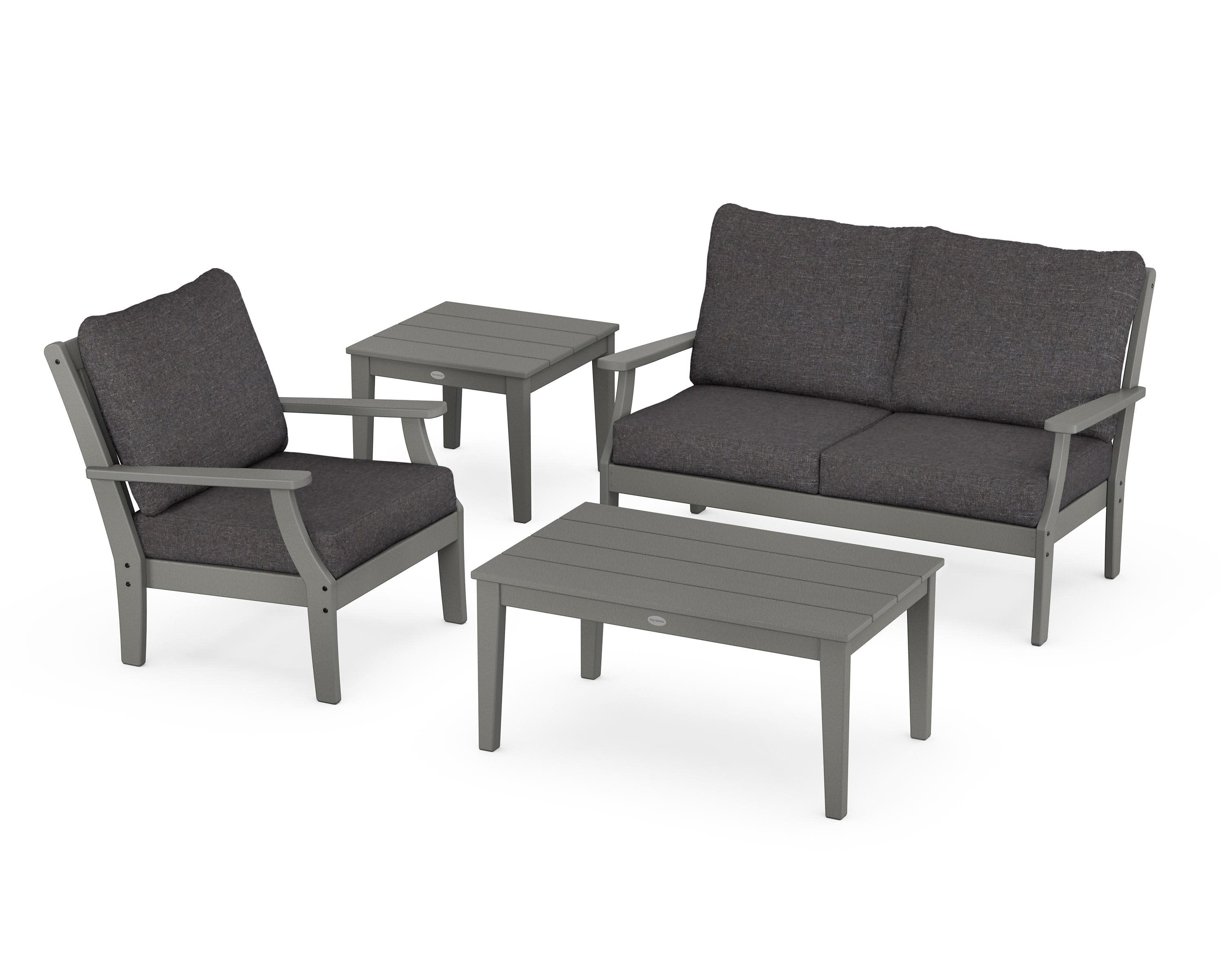 Braxton 4-Piece Deep Seating Set in Slate Grey / Ash Charcoal