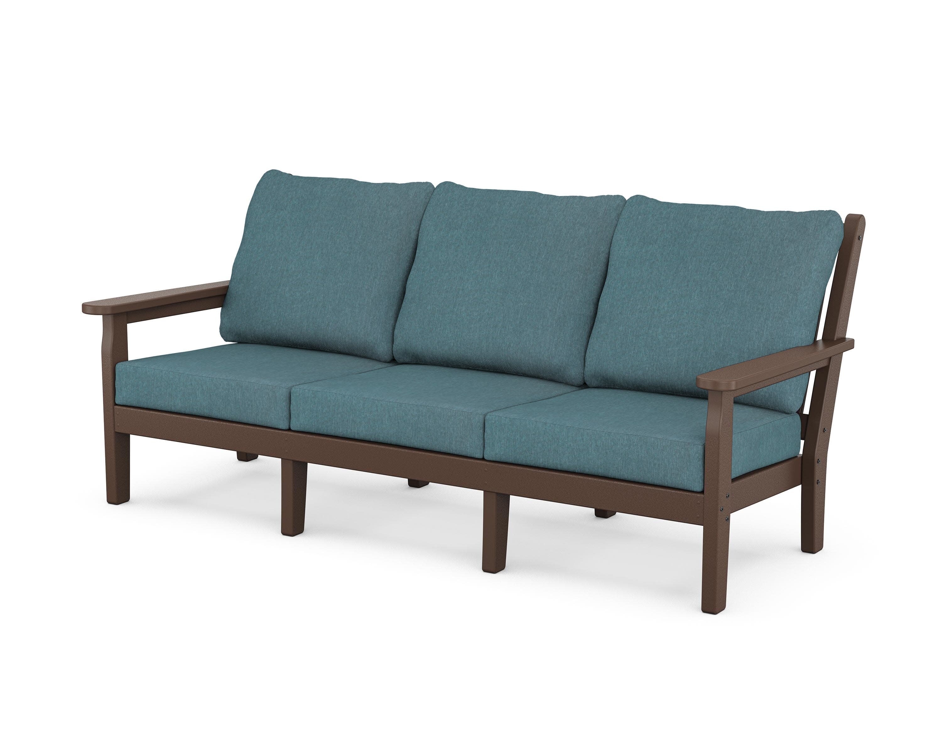Chippendale Deep Seating Sofa in Mahogany / Ocean Teal