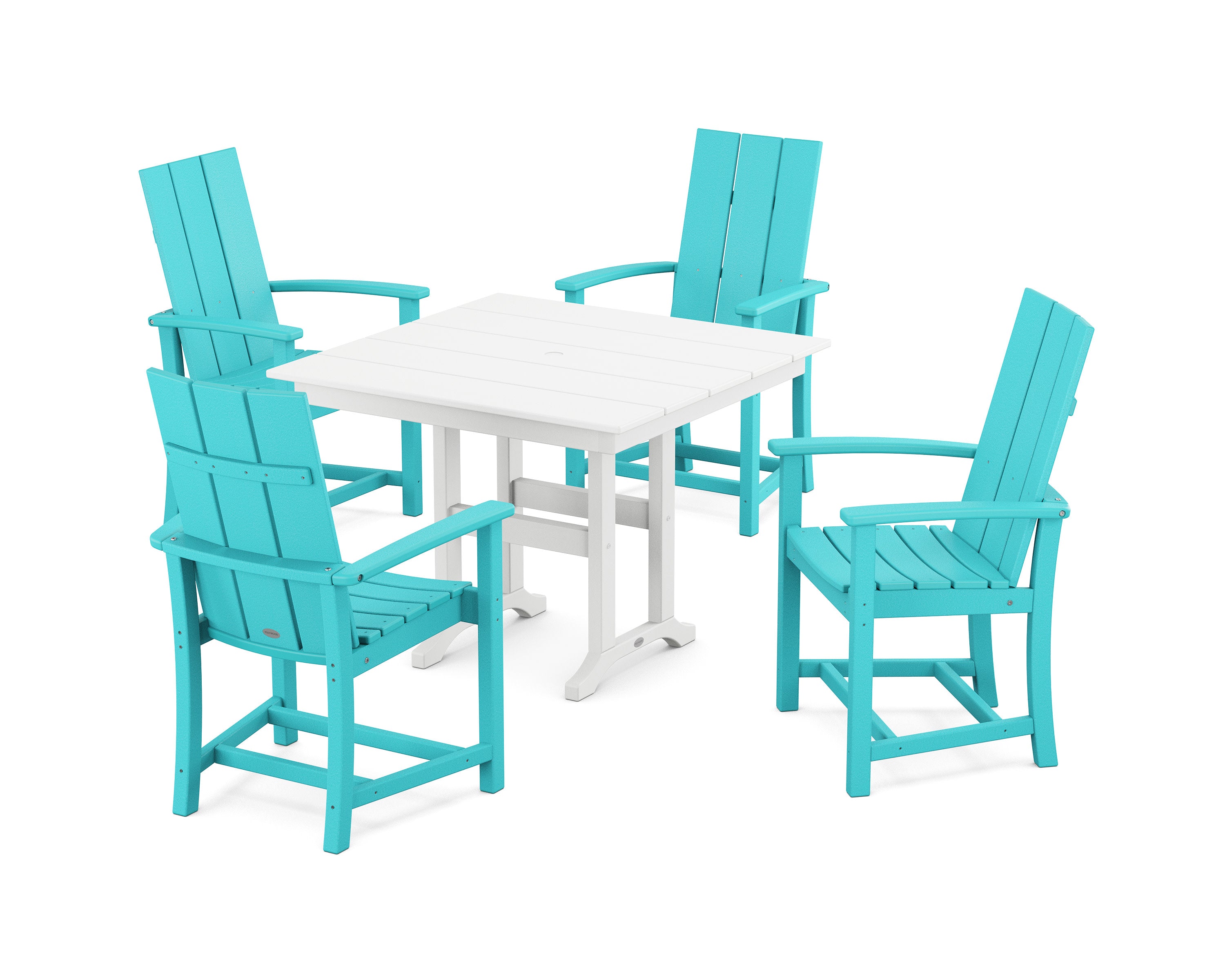 Modern Adirondack 5-Piece Farmhouse Dining Set in Aruba / White