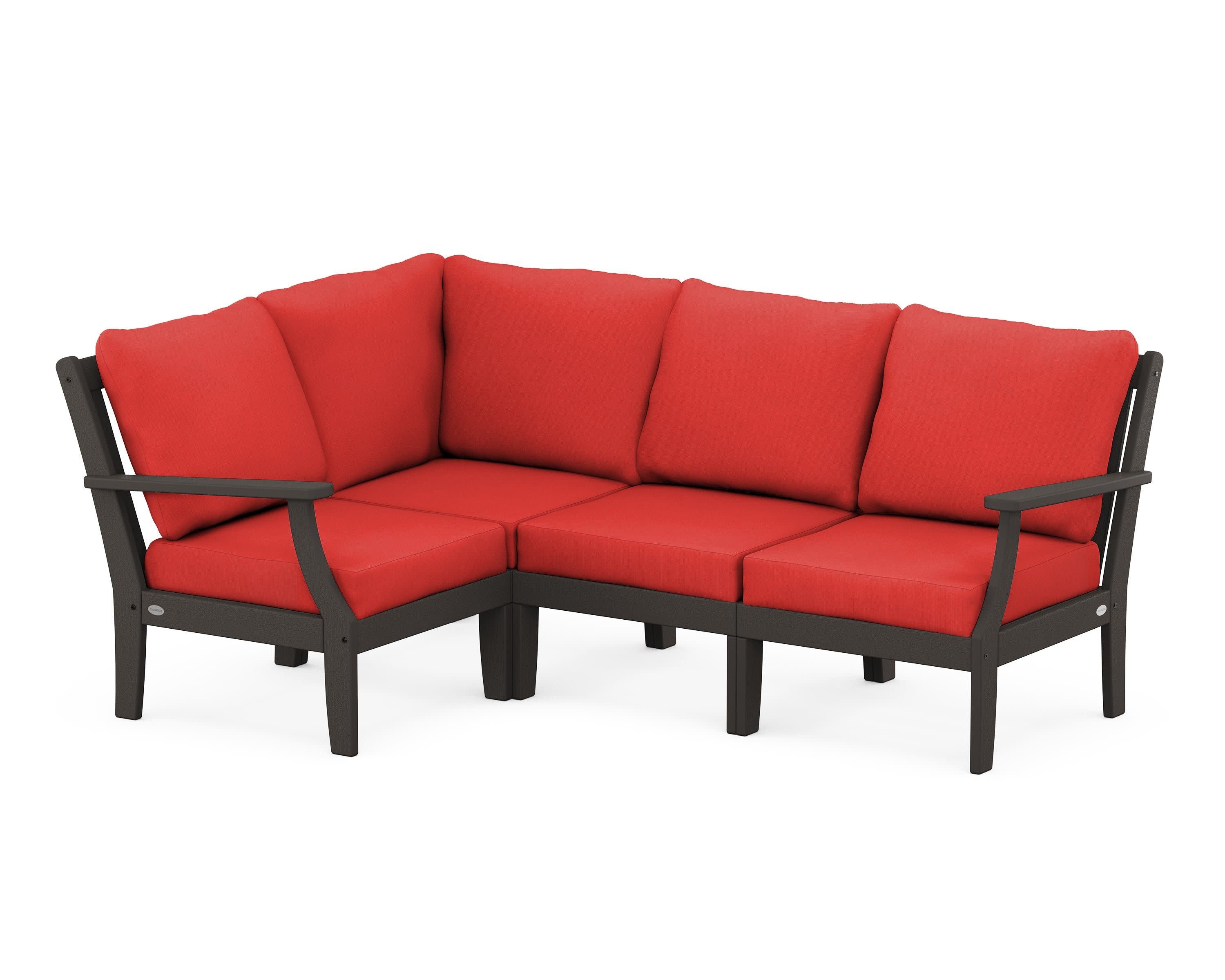 Braxton Modular 4-Piece Deep Seating Set in Vintage Coffee / Crimson Linen