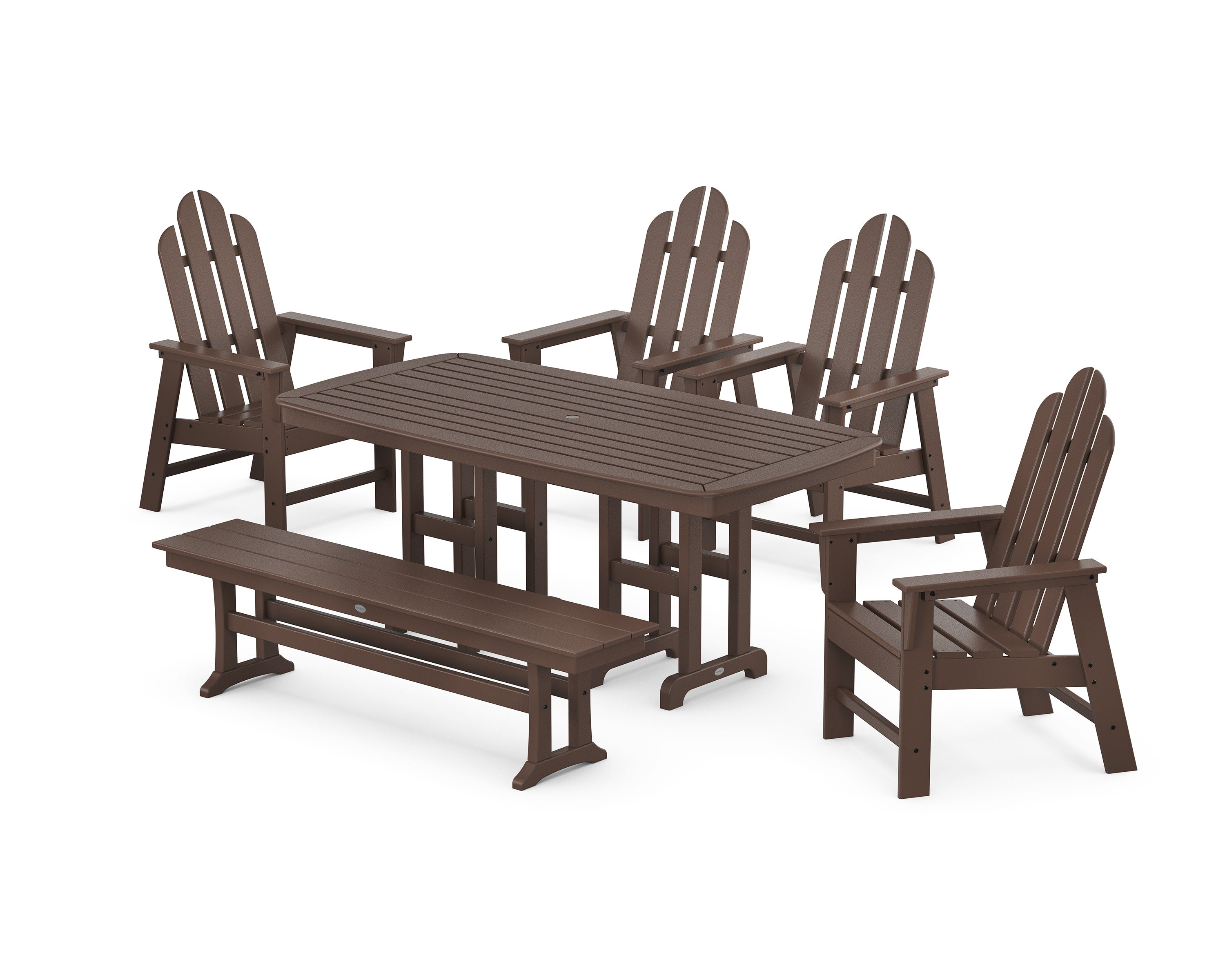 Long Island 6-Piece Dining Set with Bench in Mahogany