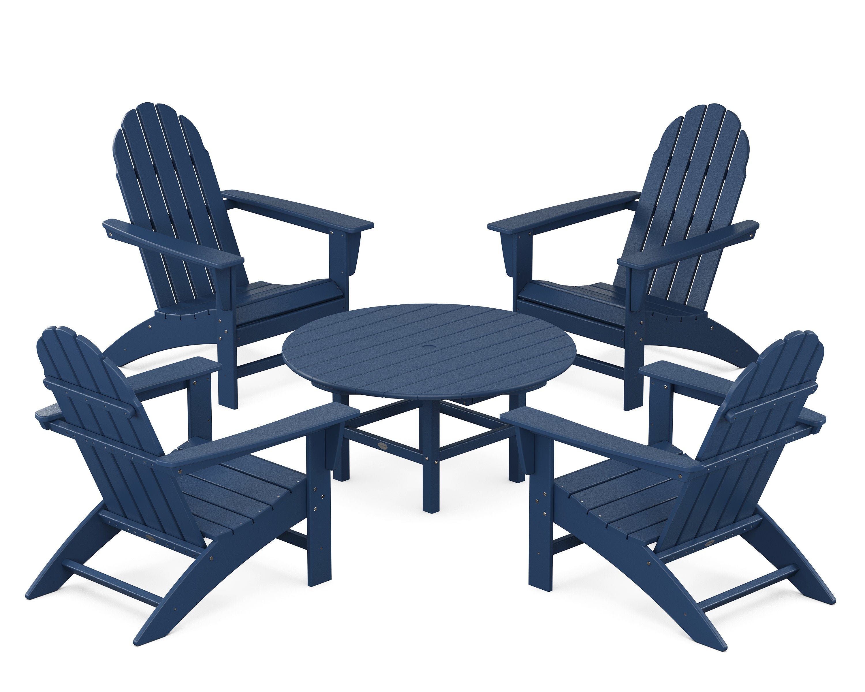 Vineyard 5-Piece Adirondack Chair Conversation Set in Navy