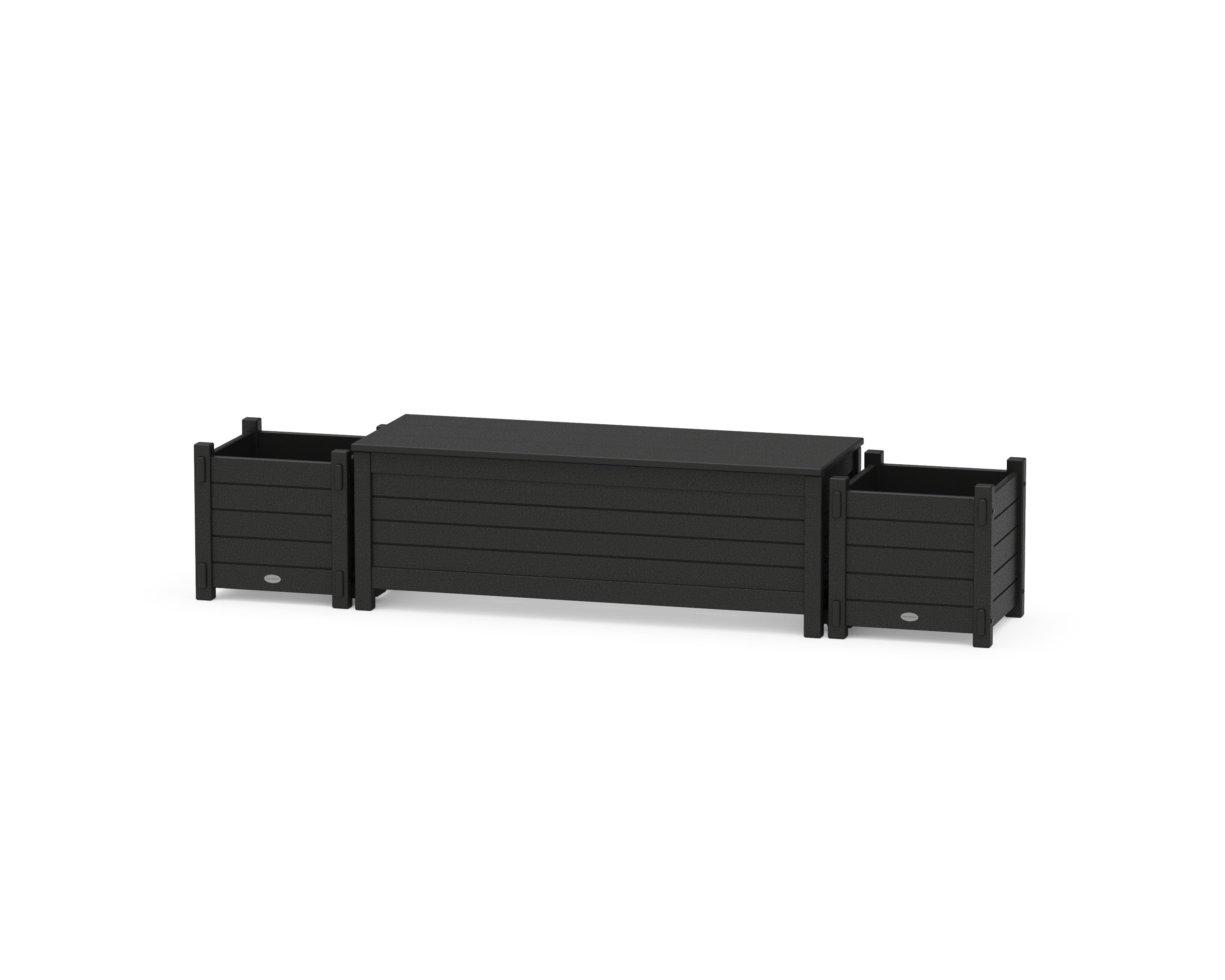 48" Nautical Straight Planter Storage Bench Set in Black