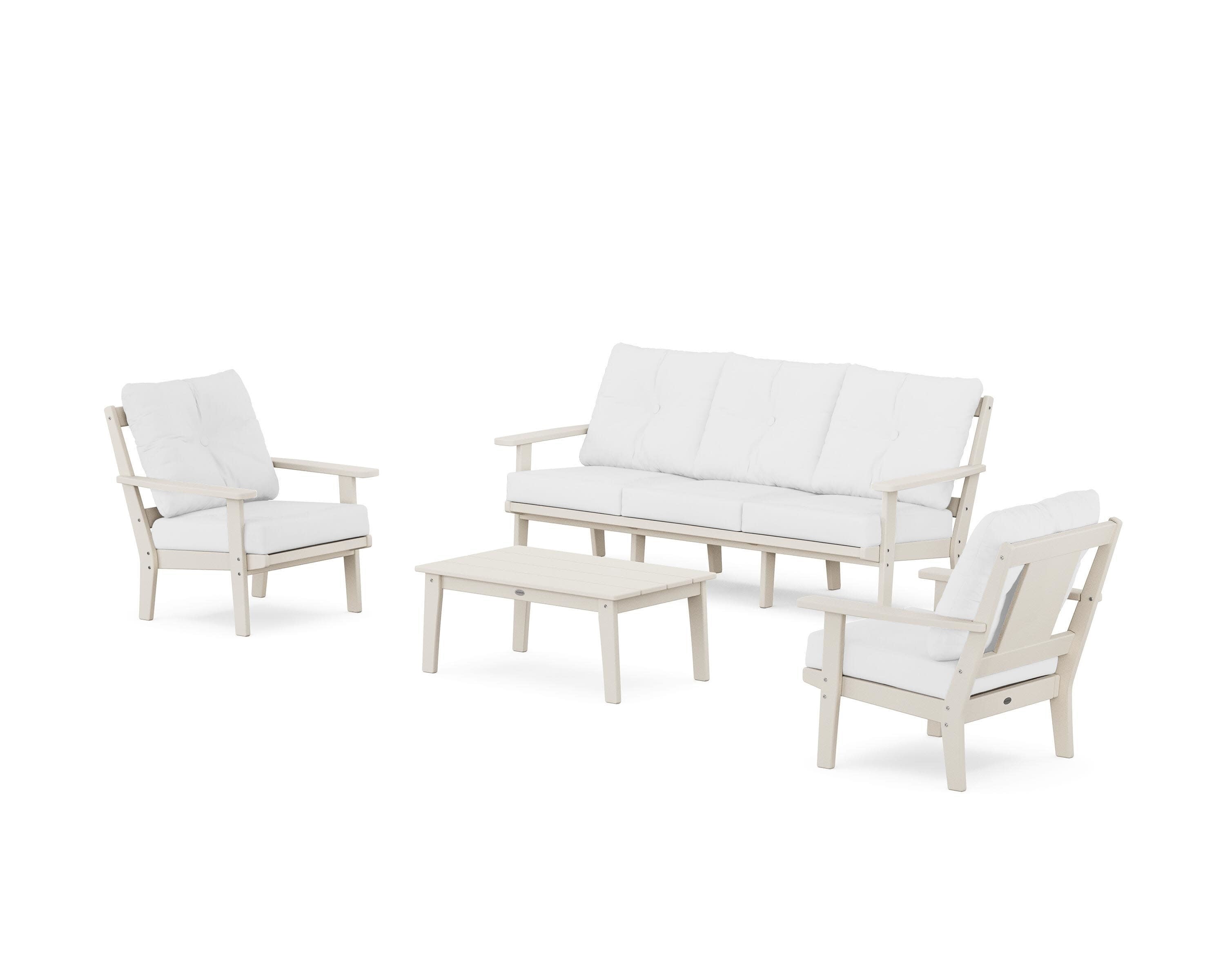 Prairie 4-Piece Deep Seating Set with Sofa in Sand / Natural