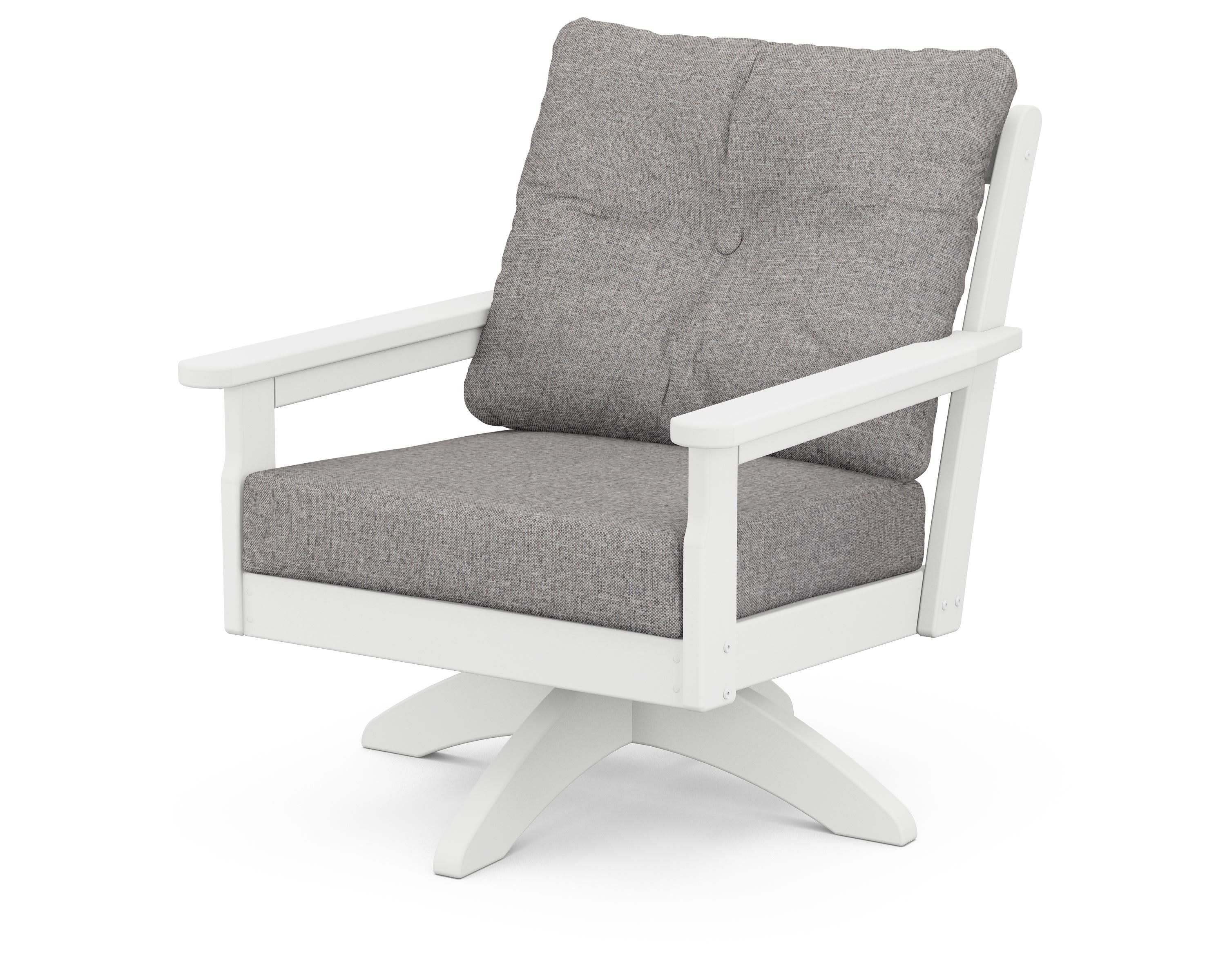 Vineyard Deep Seating Swivel Chair in White / Grey Mist