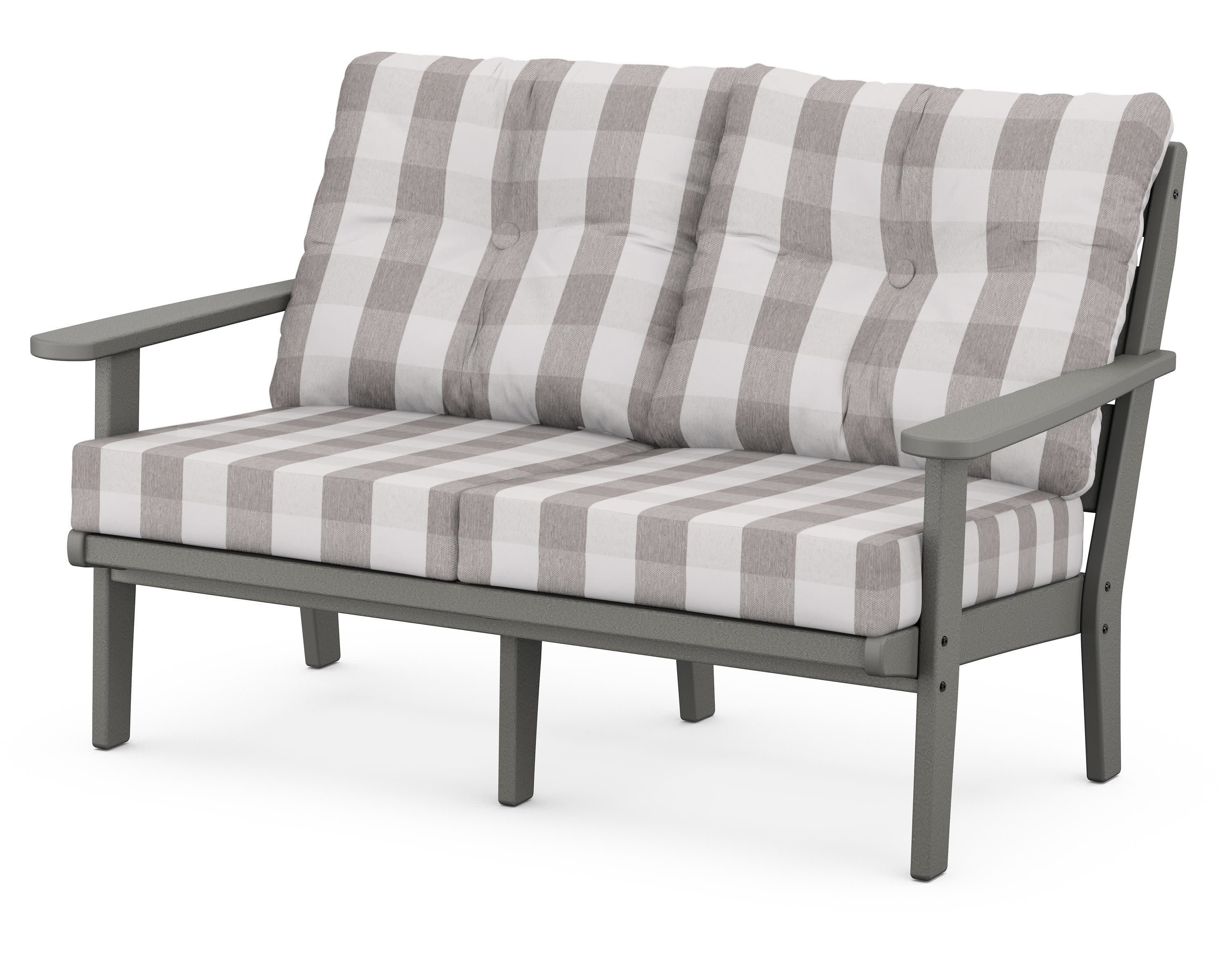 Lakeside Deep Seating Loveseat in Slate Grey / Buffalo Plaid Grey Mist