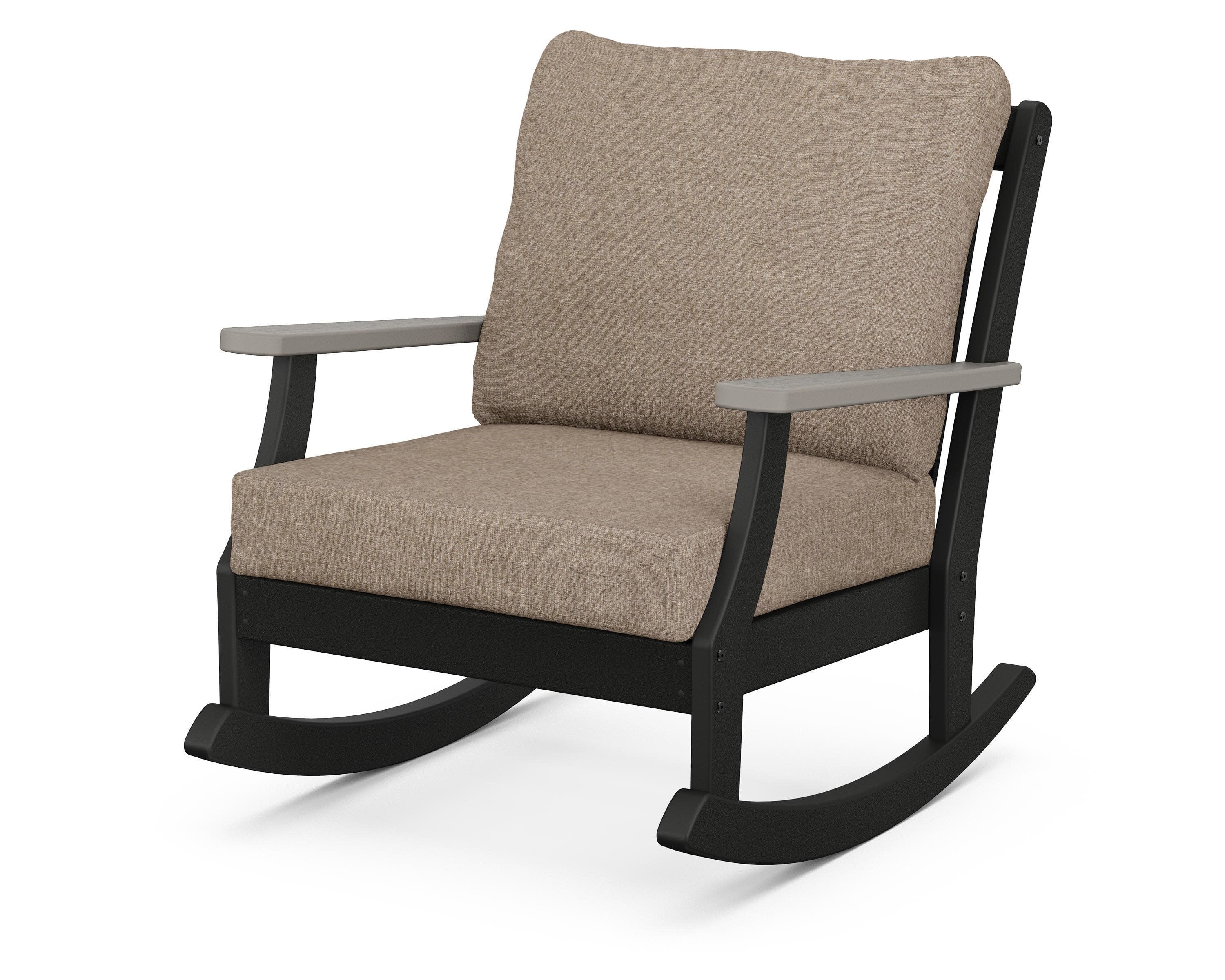 Braxton Deep Seating Rocking Chair in Black / Driftwood / Spiced Burlap