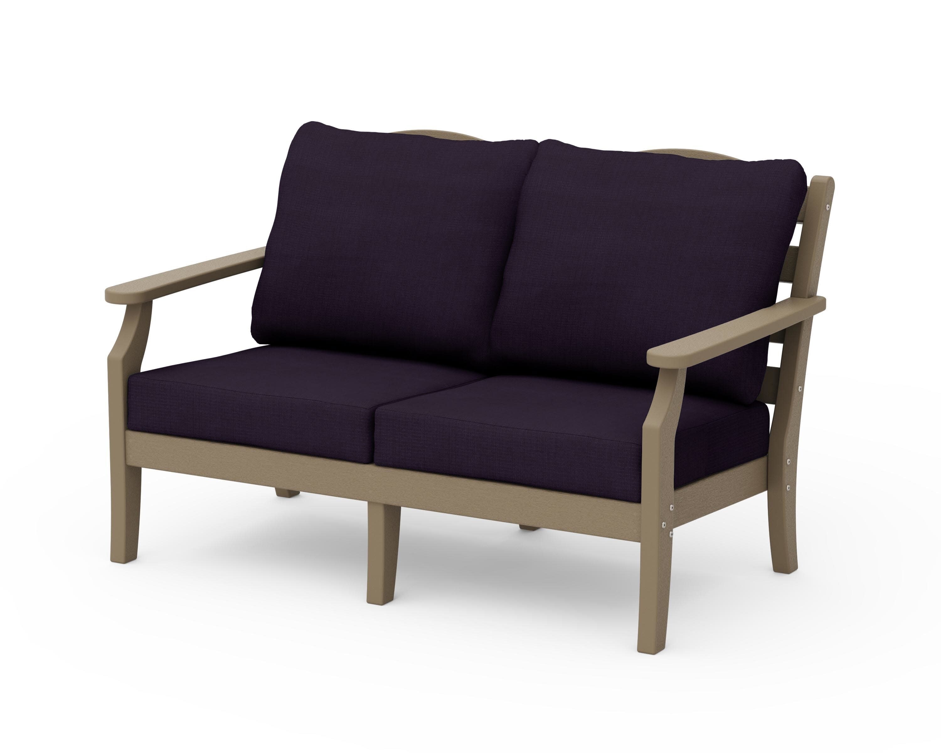 Savannah Deep Seating Loveseat in Vintage Sahara / Navy Linen