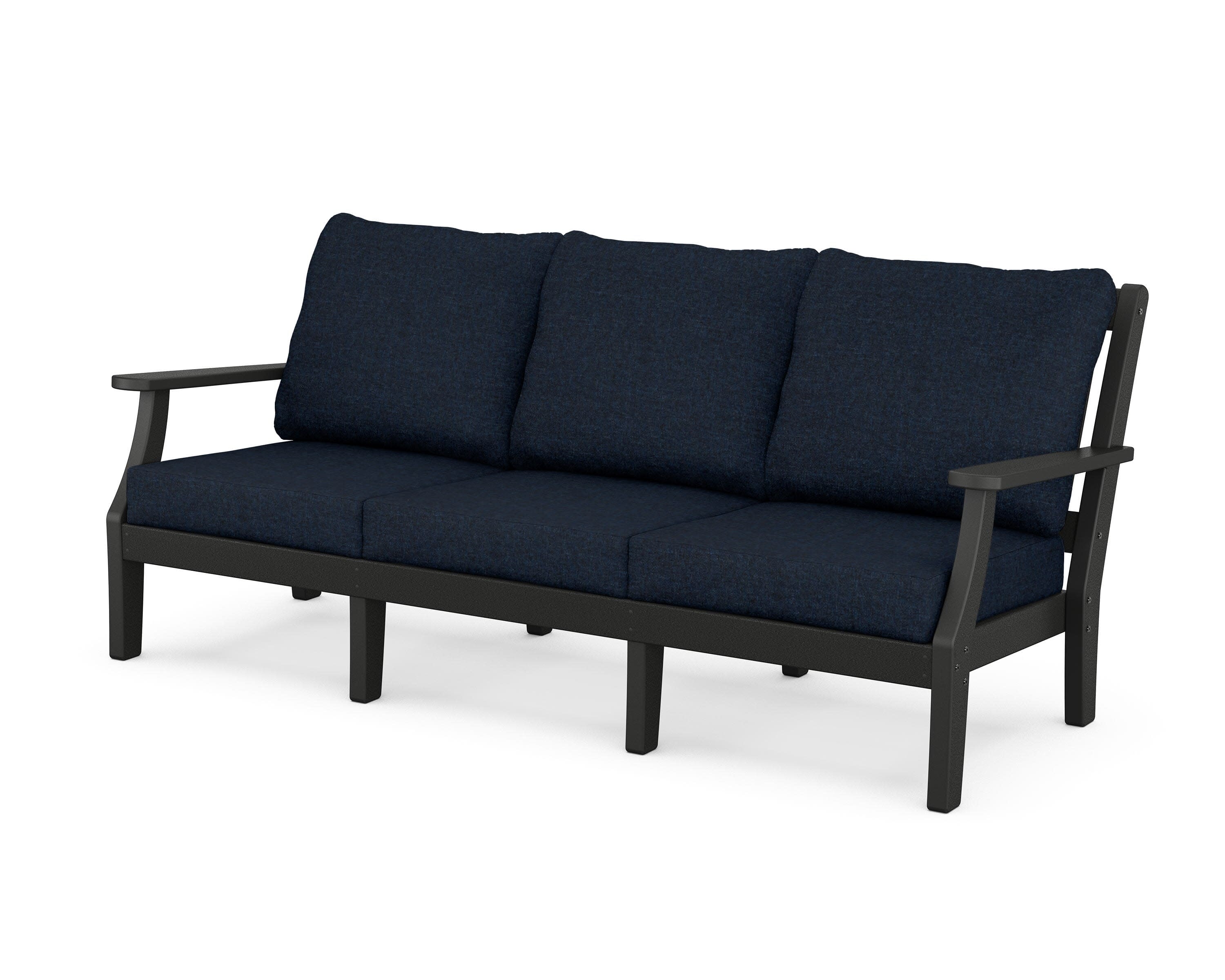 Chinoiserie Deep Seating Sofa in Black / Marine Indigo