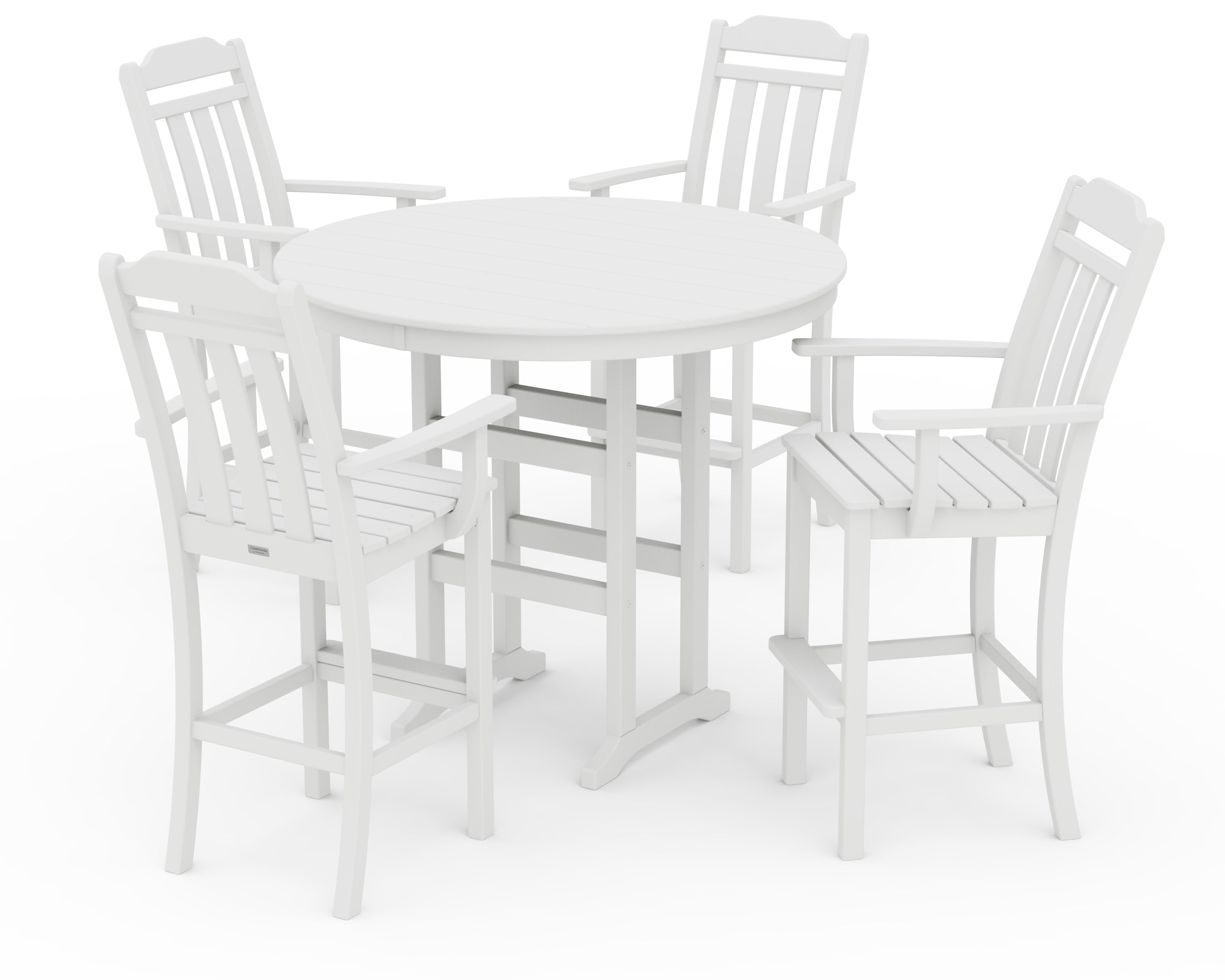 Cottage 5-Piece Round Farmhouse Bar Set in White