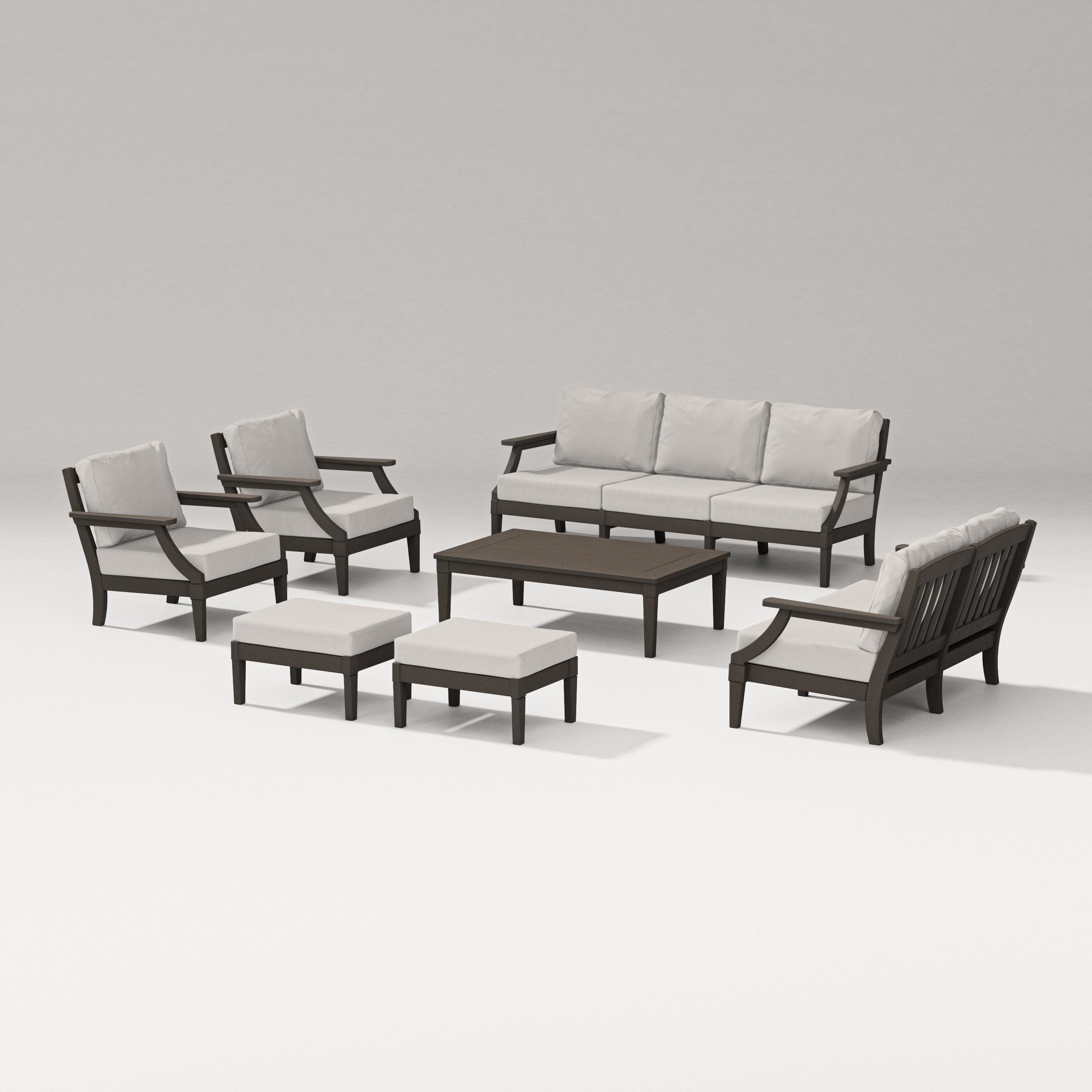 Estate 7-Piece Lounge Sofa Set in Vintage Coffee / Cast Ash
