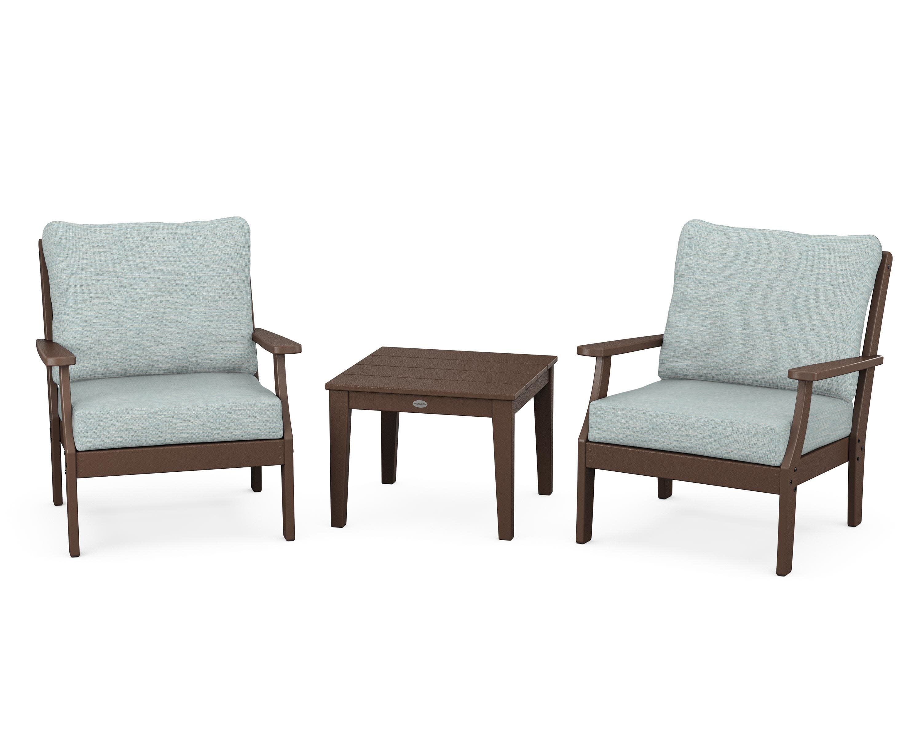 Braxton 3-Piece Deep Seating Set in Mahogany / Soothe Mist