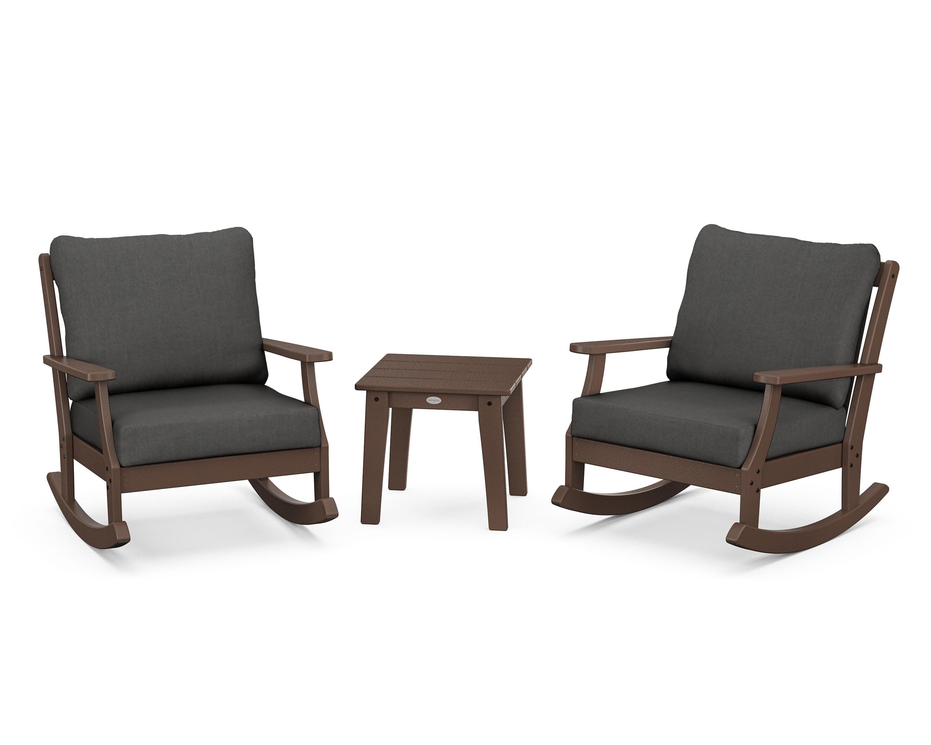 Braxton 3-Piece Deep Seating Rocker Set in Mahogany / Spectrum Carbon