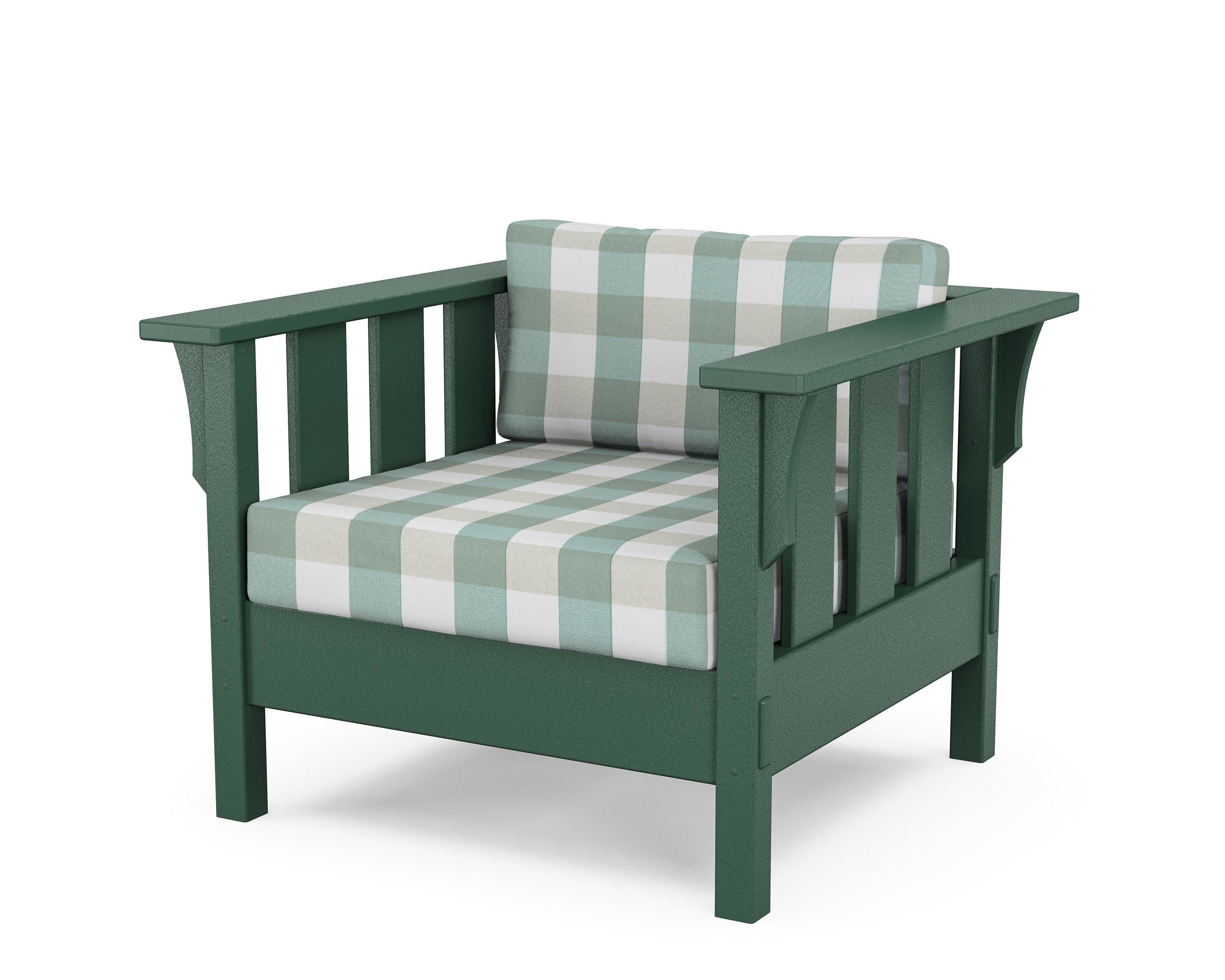 Acadia Deep Seating Chair in Green / Buffalo Plaid Glacier Spa