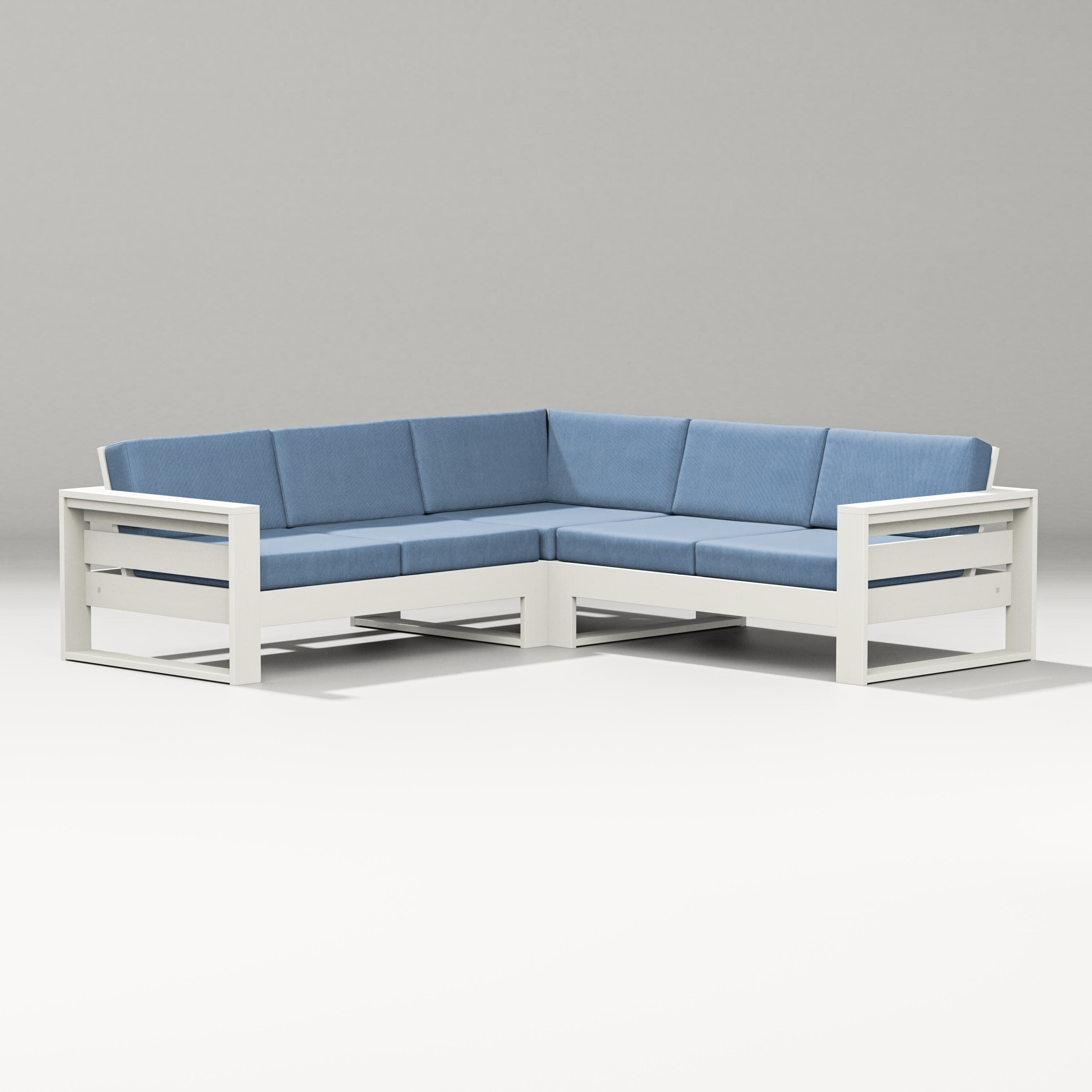 Latitude Corner Sectional in Vintage White / Sky Blue