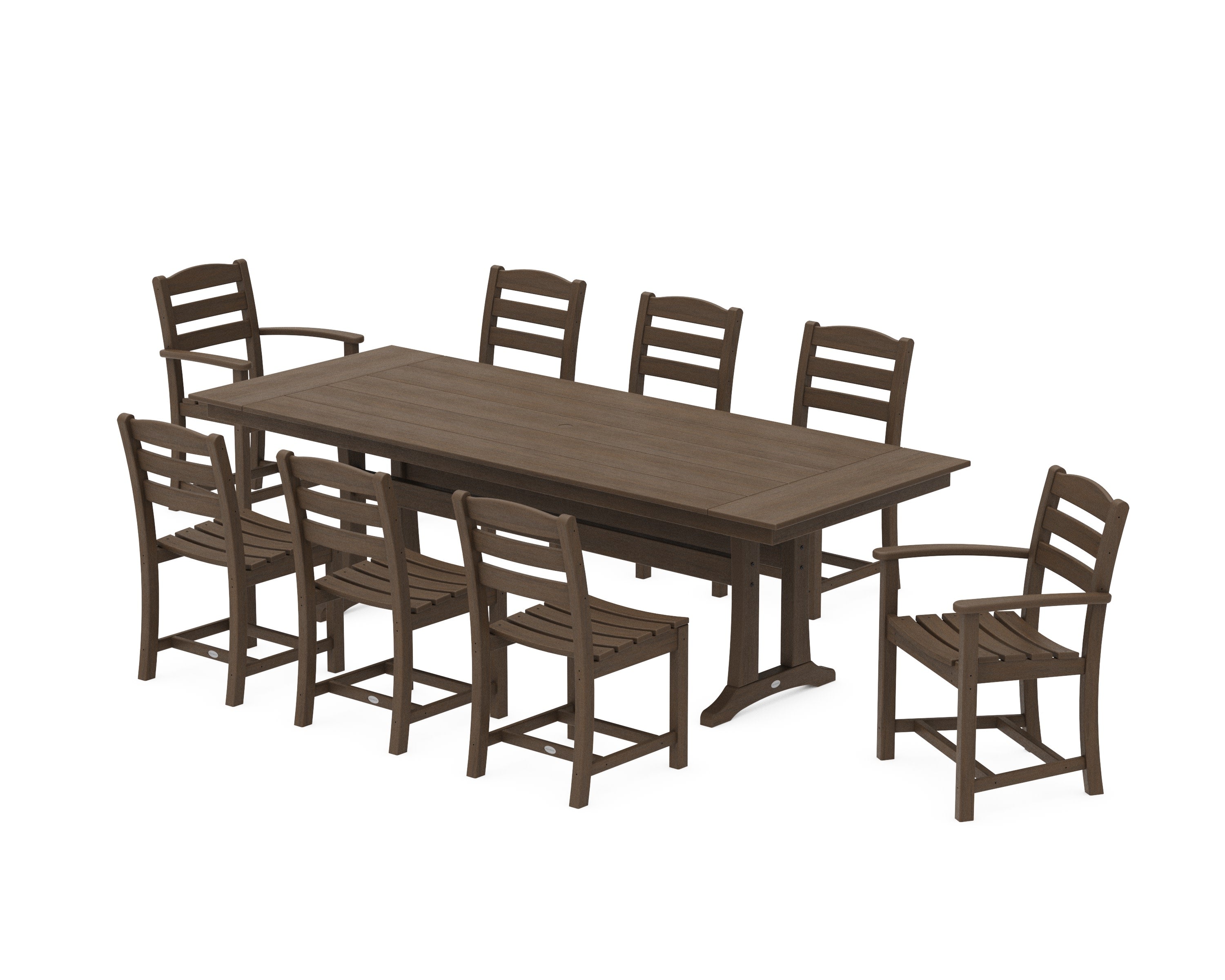 La Casa Caf 9-Piece Farmhouse Dining Set with Trestle Legs in Kona