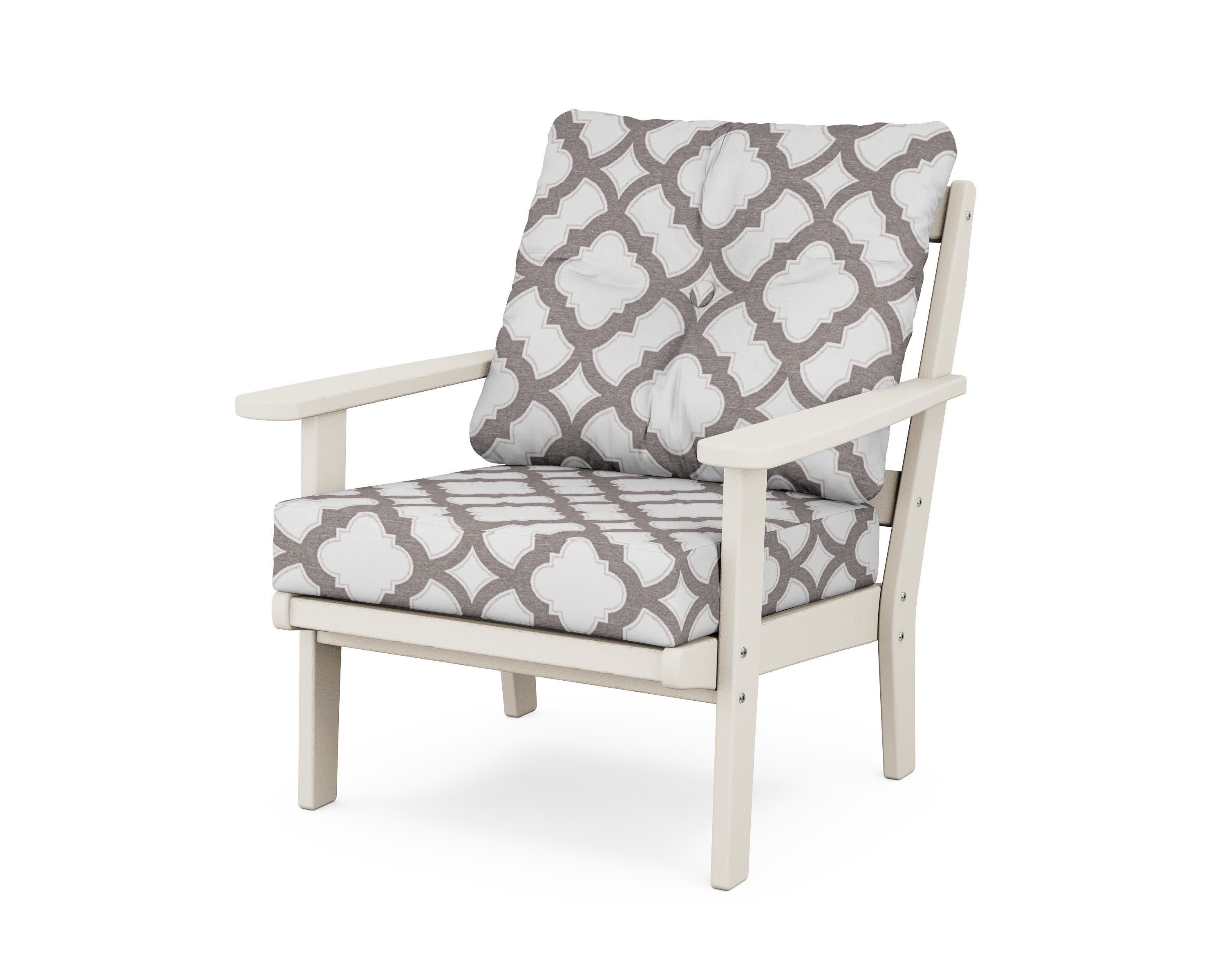 Mission Deep Seating Chair in Sand / Trellis Grey Mist