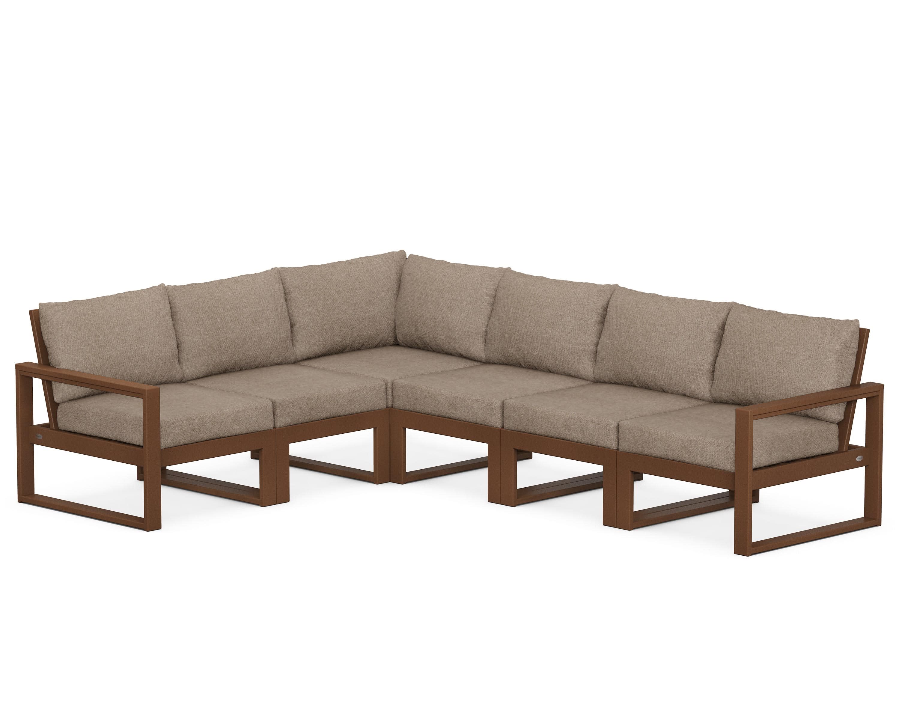 EDGE 6-Piece Modular Deep Seating Set in Teak / Spiced Burlap